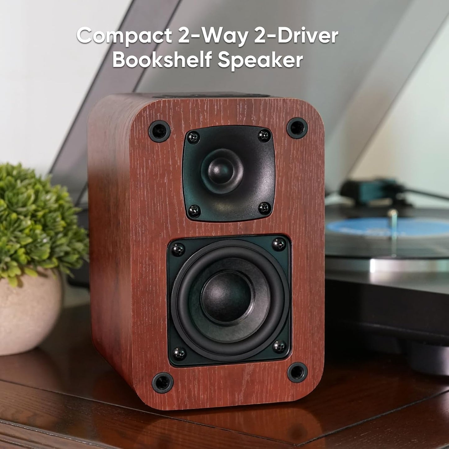 Powered Bluetooth Bookshelf Speakers, 40W Record Player Speakers with 2.75 Inch Woofer, Stereo Speakers with Optical/AUX/TV-ARC Connection for Turntable, No Receiver or Amplifier Required.