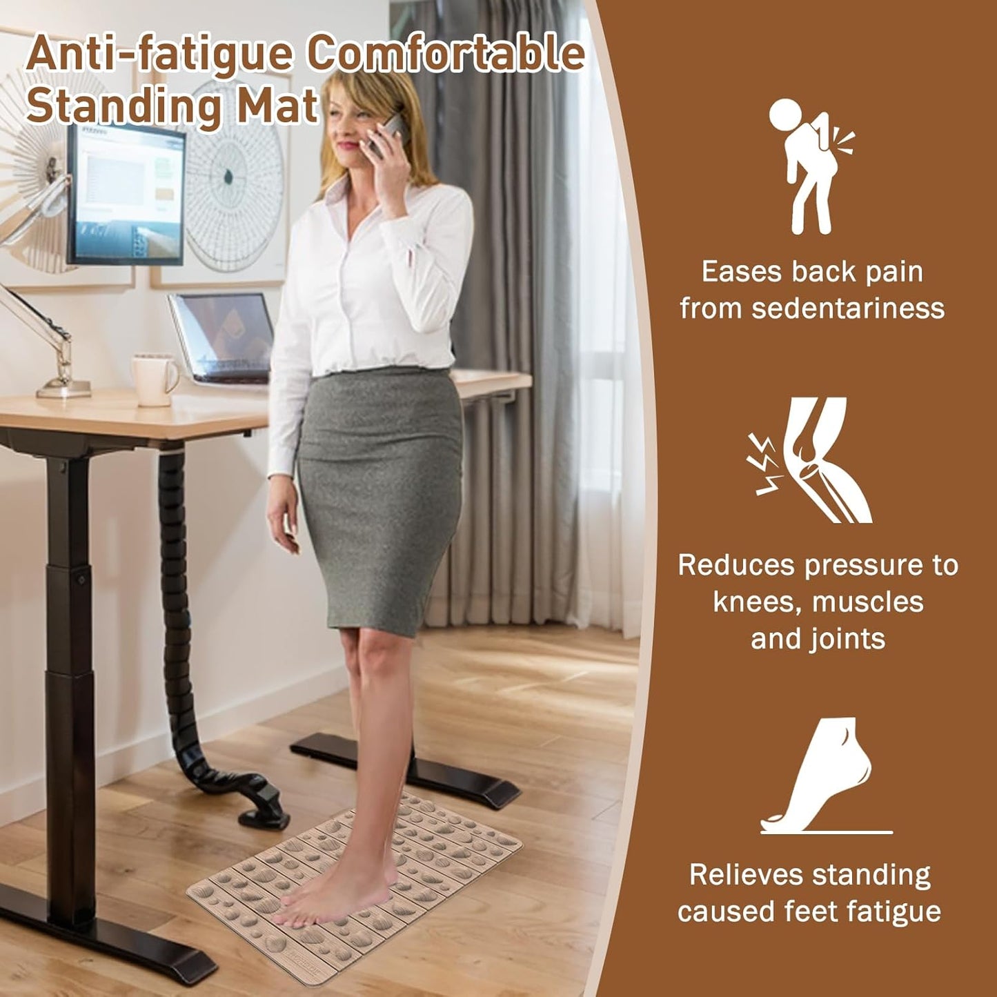 Portable Foot Massager Mat, Acupressure Mat for Feet, Reduce Plantar Tension Promote Blood Circulation, Small Reflexology Mat for Long Sitting, Anti Fatigue Office Standing Desk Mat