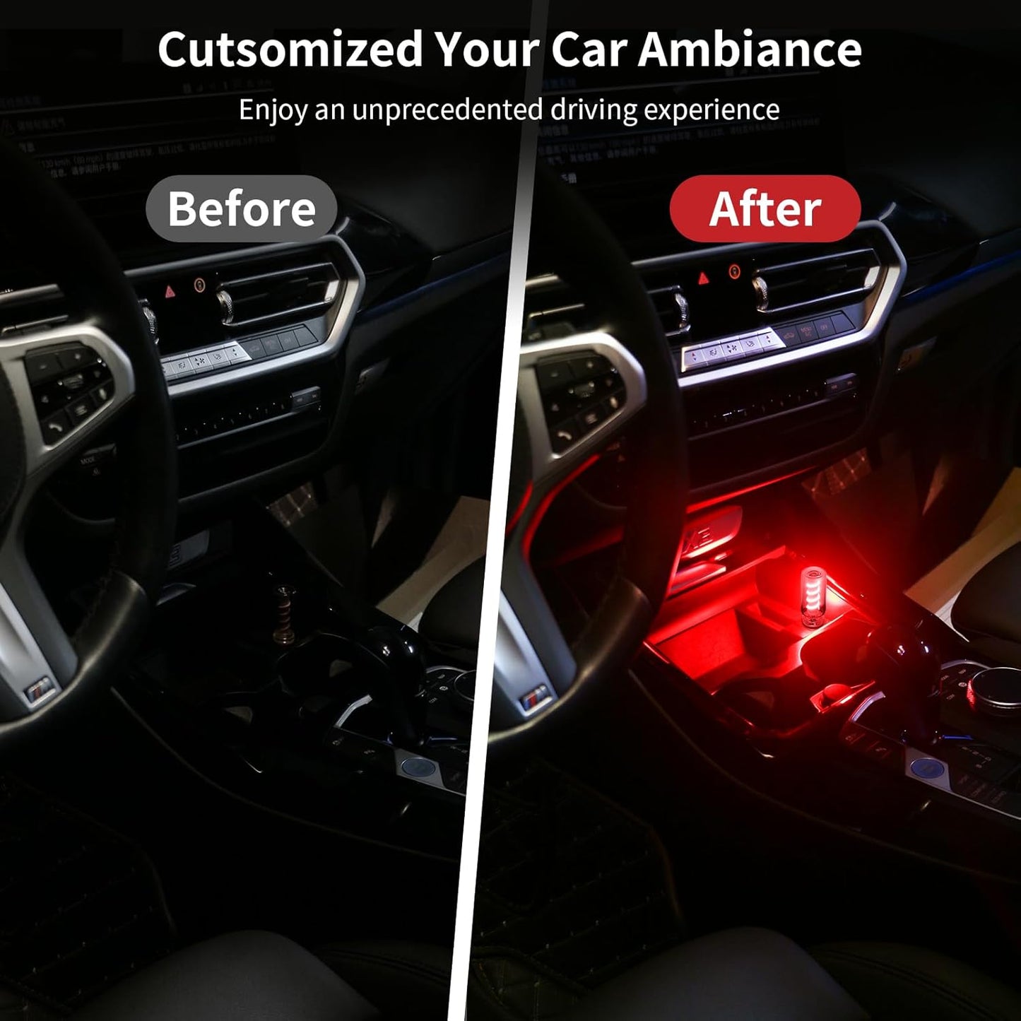 USB Light for Car, Retro Car Interior Lights with USB C Adapter - Vintage Touch-Dimmable LED Ambient Lighting - Mini Decorative Light for Auto, Home and Praty (Clear-Purple)