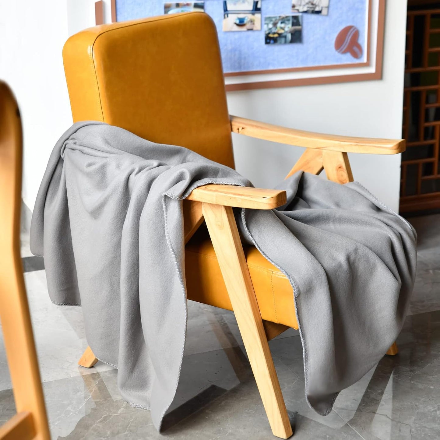 Fleece Throw Blankets Bulk Fleece Blankets Solid Wholesale Lightweight Warm Soft for Pet Bed Sofa Couch Office Wedding Gifts Travel Seasons (Grey, Pack of 6-50x60 Inches)