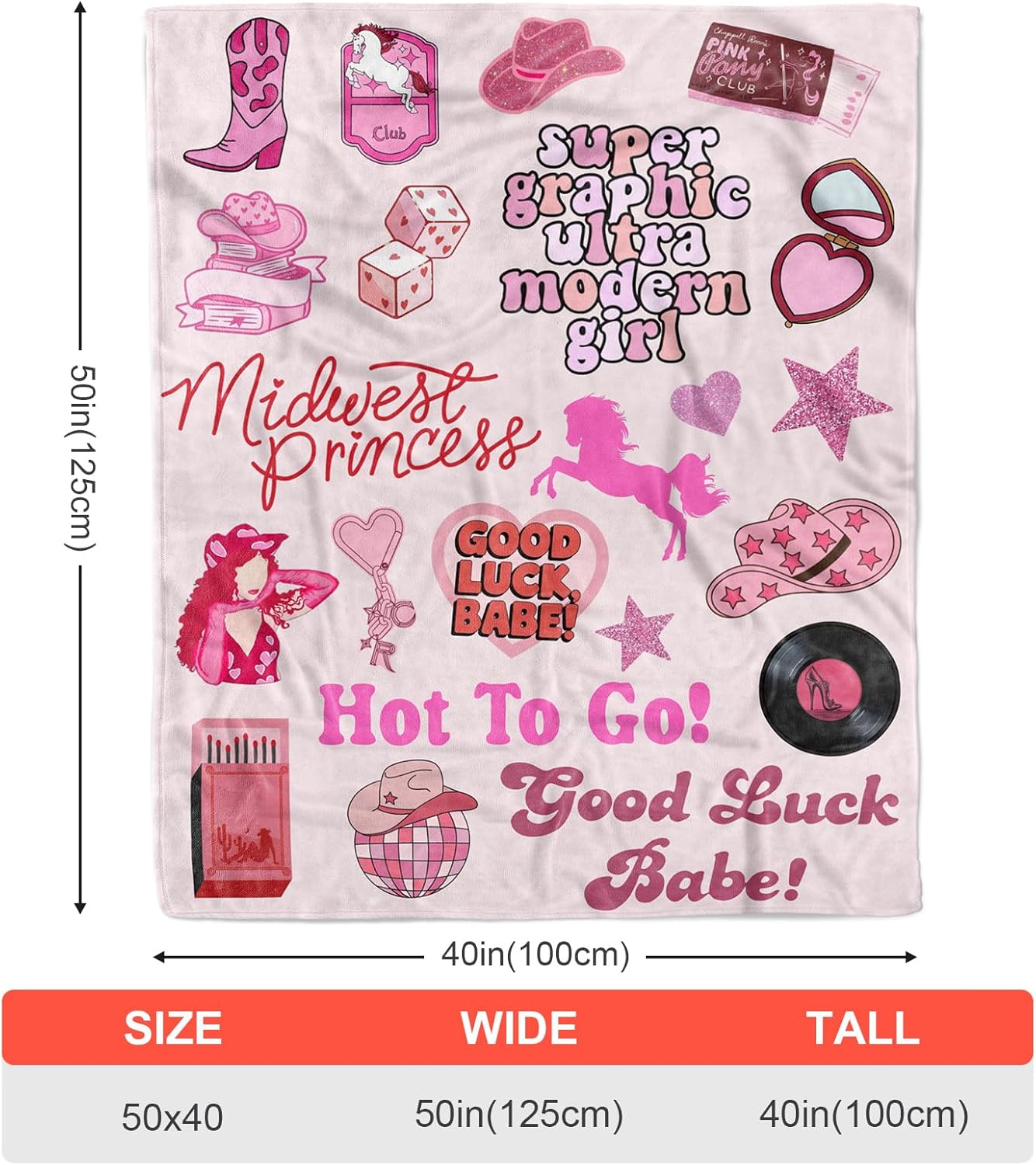 50"x 40" Pink Music Pony's Singer Throw Blanket, Chappell Gifts for Girls Fans Women, Soft Blankets All Seasons, Plush Cozy Lightweight Flannel Quilts for Bedroom Sofa Couch Living Room