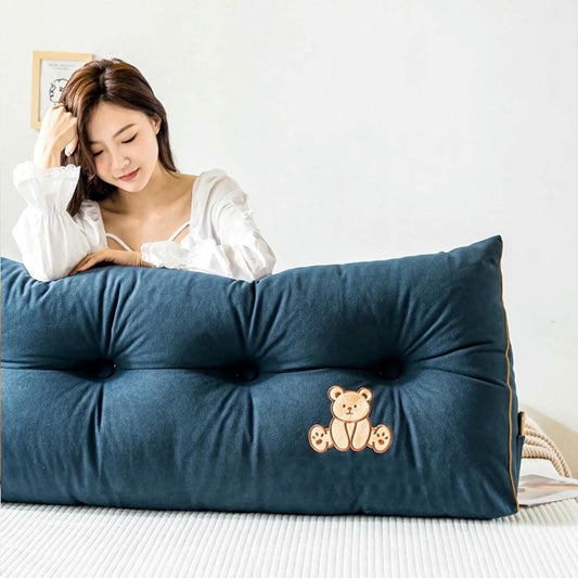 Triangular Wedge Headboard Pillow,Fleece Triangle Cushion Reading Pillow Bed Back Positioning Support Backrest Solid Color Large Bolster with Removable Cover~/