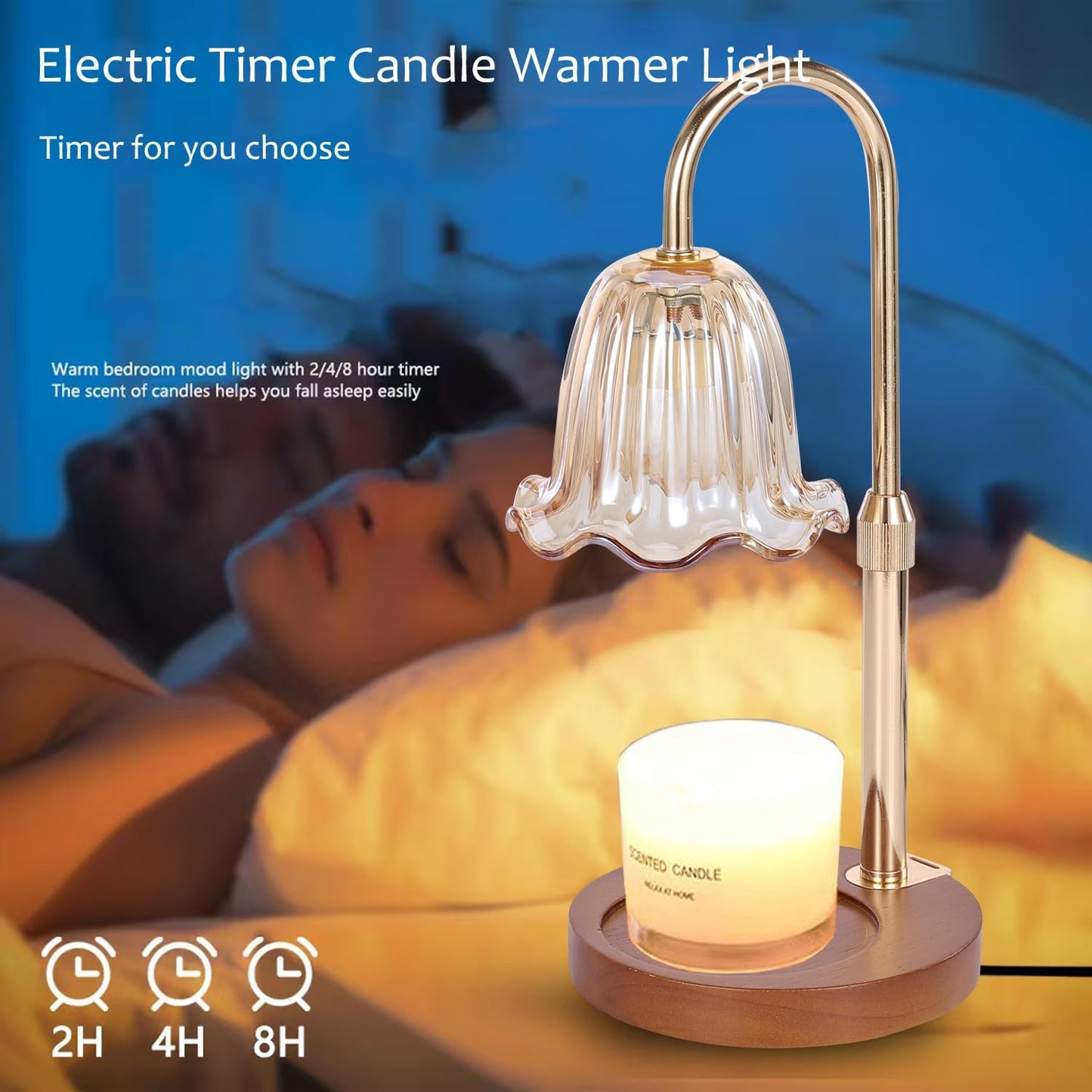 Candle Warmer Lamp with Timer Dimmer,Height Adjustable No Flame Candles Warming Light,Birthday Gifts for Women,New Home Room Decor,Wax Melt Warmer for Scented Jar Candles(2 * 50W Bulb) (1 Pack-B)