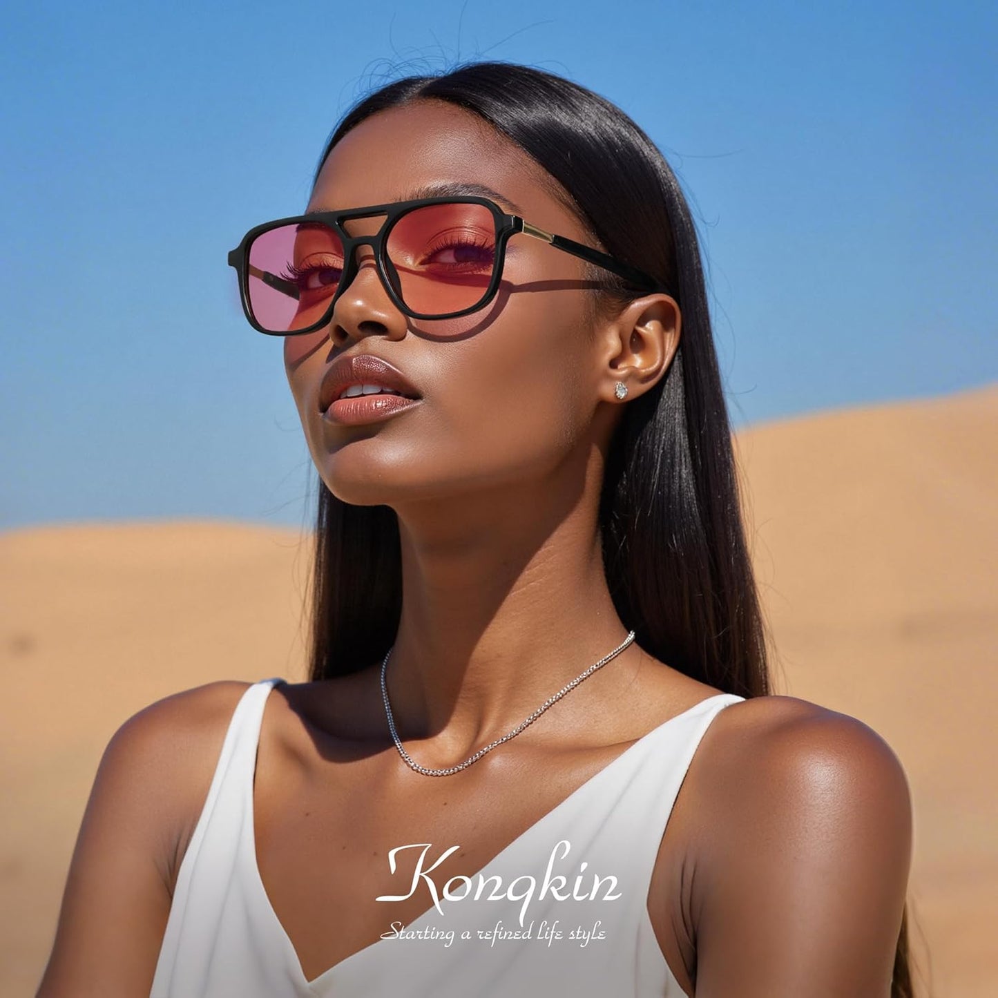 Retro Aviator Sunglasses for Women Men:Polarized Trendy Vintage 70s Rectangle Womens Shades Sun Glasses UV Protection