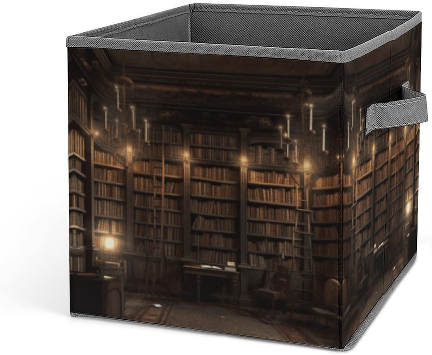 Book Room Mysterious Library Storage Bins with Handles Fashion Large Storage Cubes Sturdy Foldable Storage Boxes Space-Saving Storage Baskets for Home Office Clothes Closet Organizers