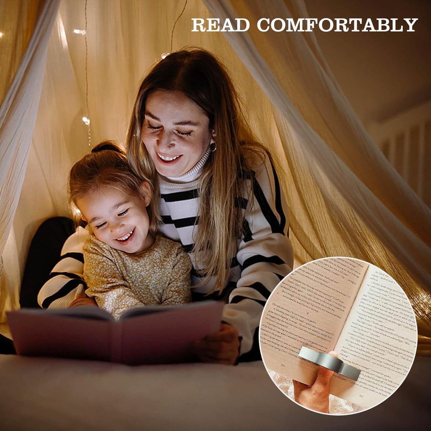 Thumb Book Page Holder Christmas Gifts for Book Lovers, Ultralight Metal Book Reading Holders Accessories with 5 Assorted Size Silicone Rings for Keep Book Open Women Reader Bookish Teachers