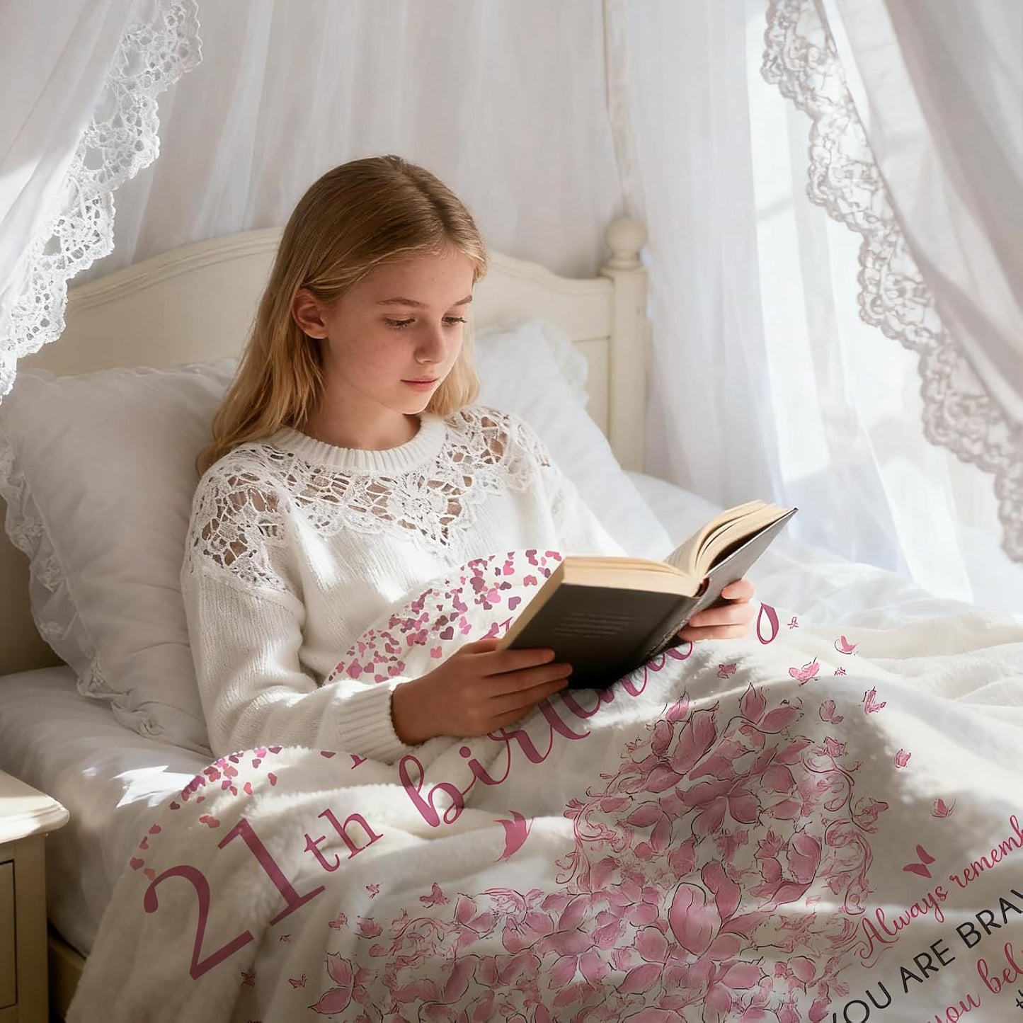 21st Birthday Gifts for Her - Cozy Blanket 50x60, Soft Throw for 21 Year Old Woman, Unique 21st Birthday Decoration Ideas, Great Present for Sister, Girlfriend, Best Friend