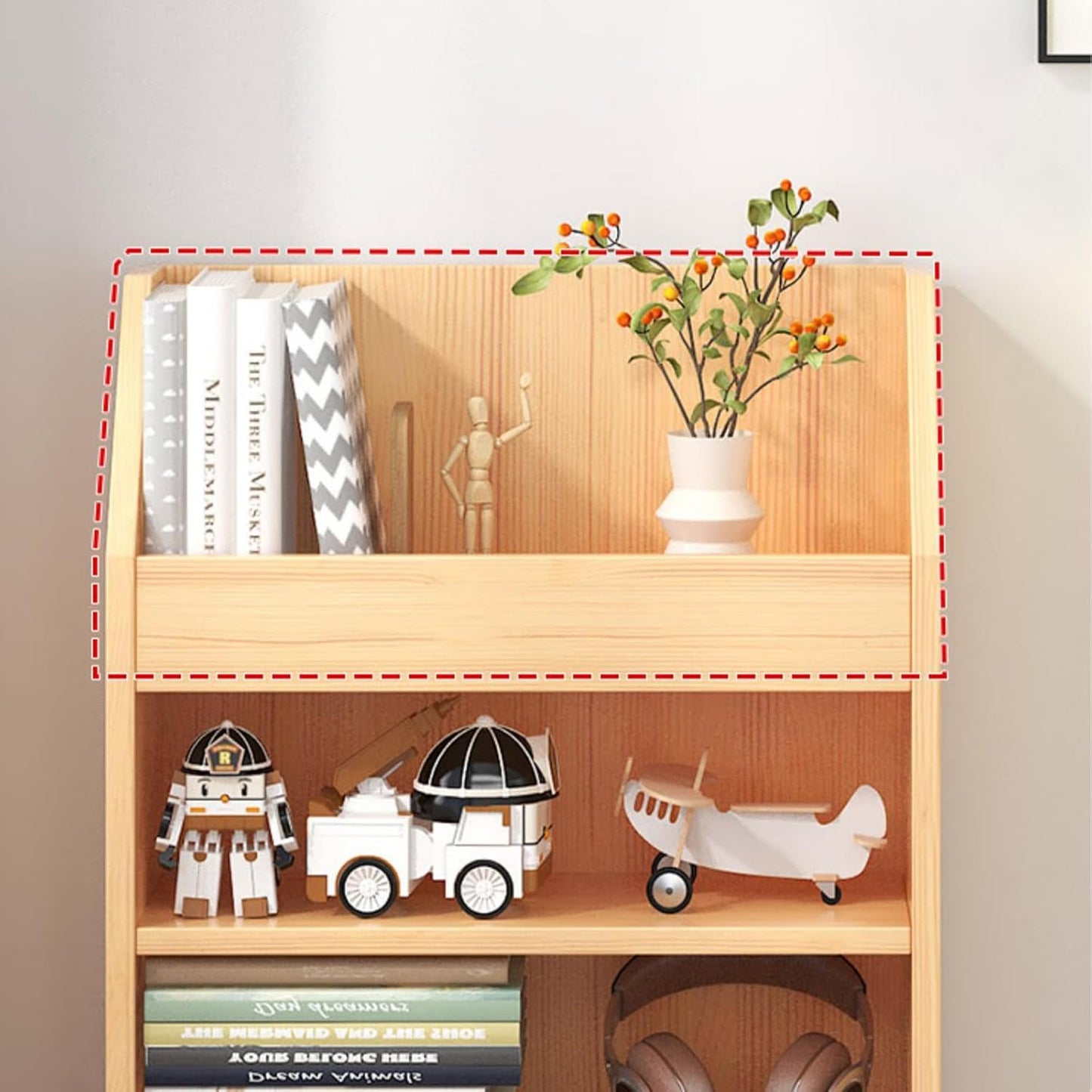 Book Shelf, Wooden Creative Bookcase Tall Bookshelf Shelf Open Display Shelves Book Storage Organizer for Living Room Floor Standing Office Bookshelf Movable 360° Rotation Children Bookcase