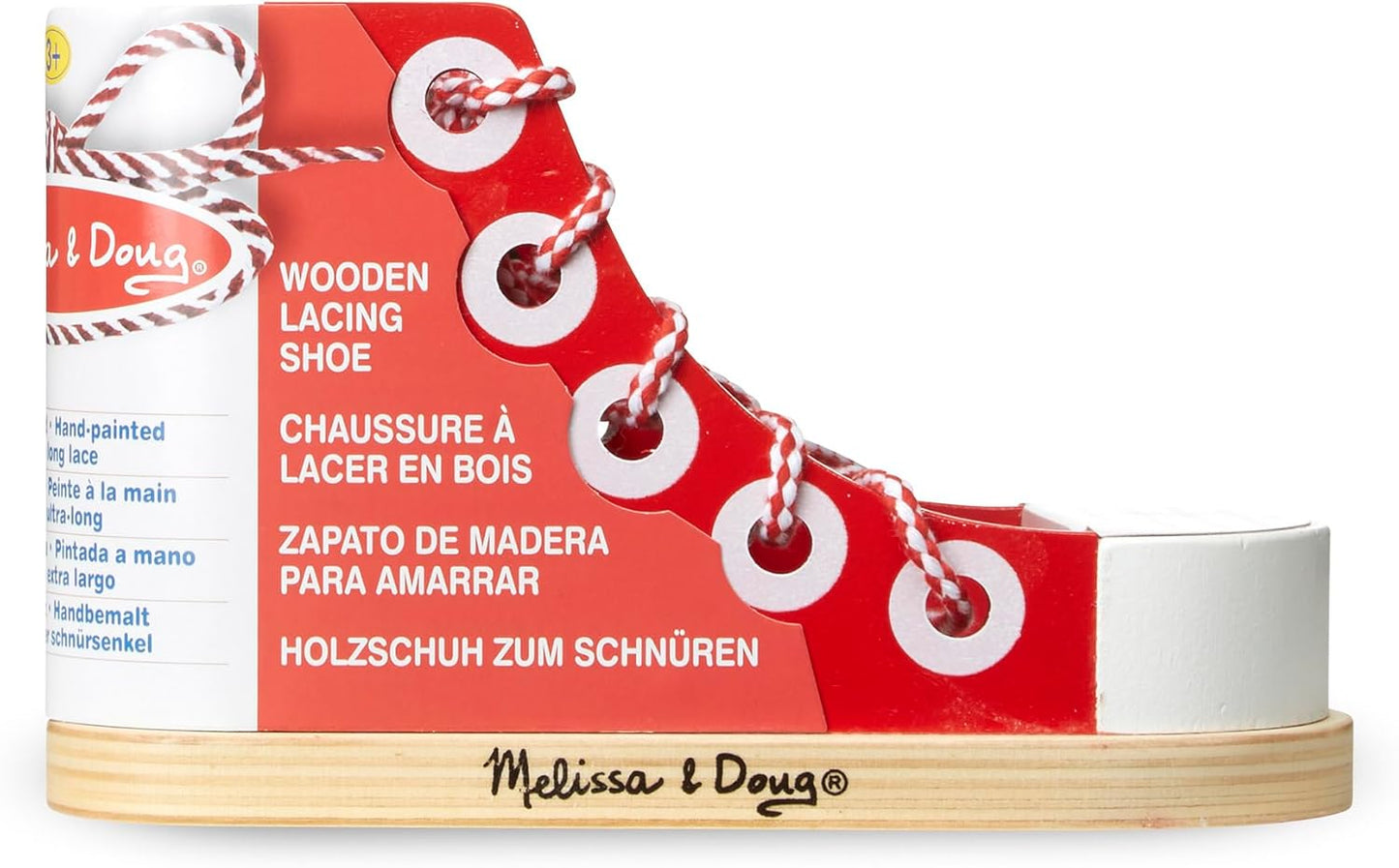 Melissa & Doug Deluxe Wood Lacing Sneaker - Learn to Tie a Shoe Educational Toy