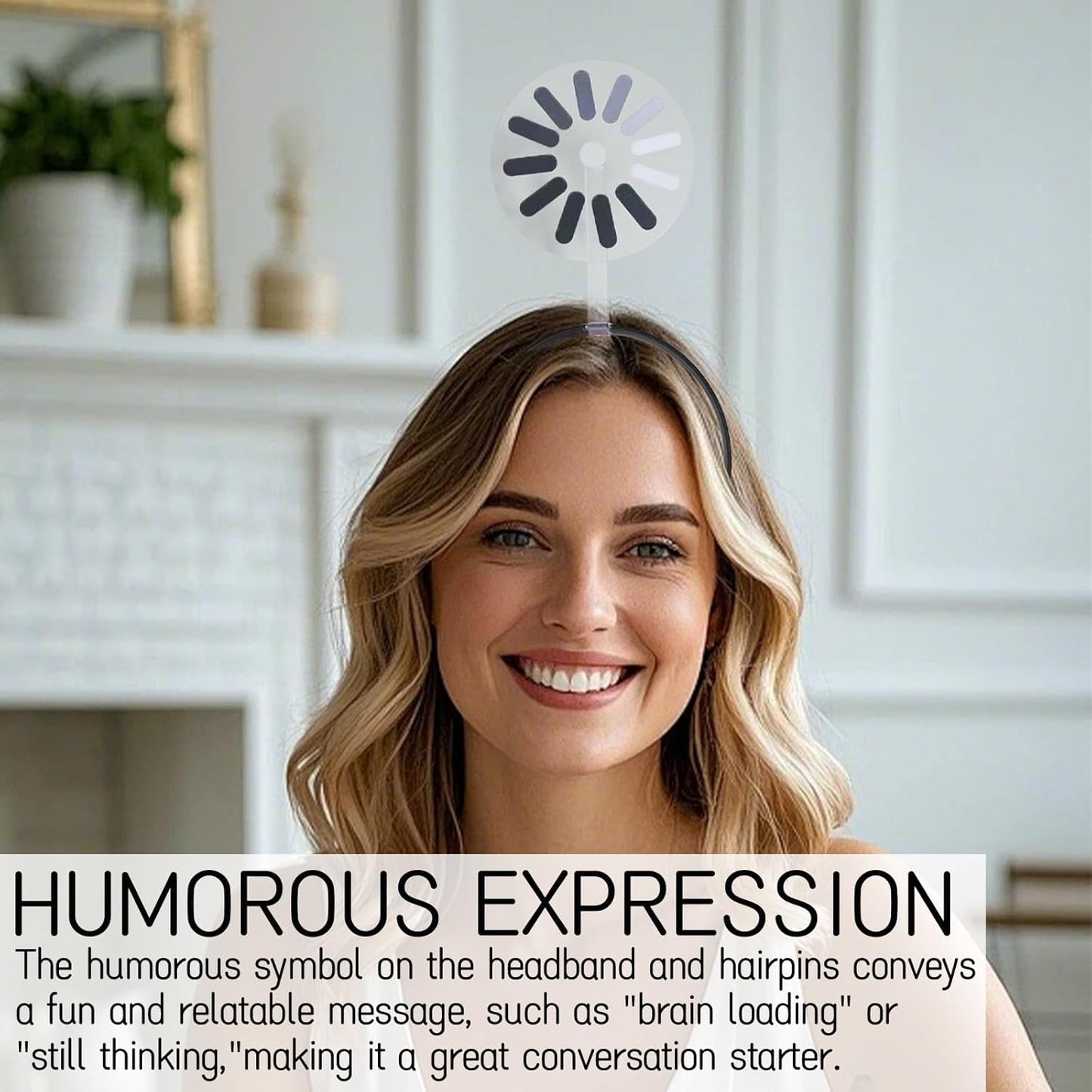 5 Pieces Abstract Brain Loading Creative Headband Hairpin - Rotatable, Humorous Symbol, Funny Mood Expression, Everyday & Party Hair Accessories