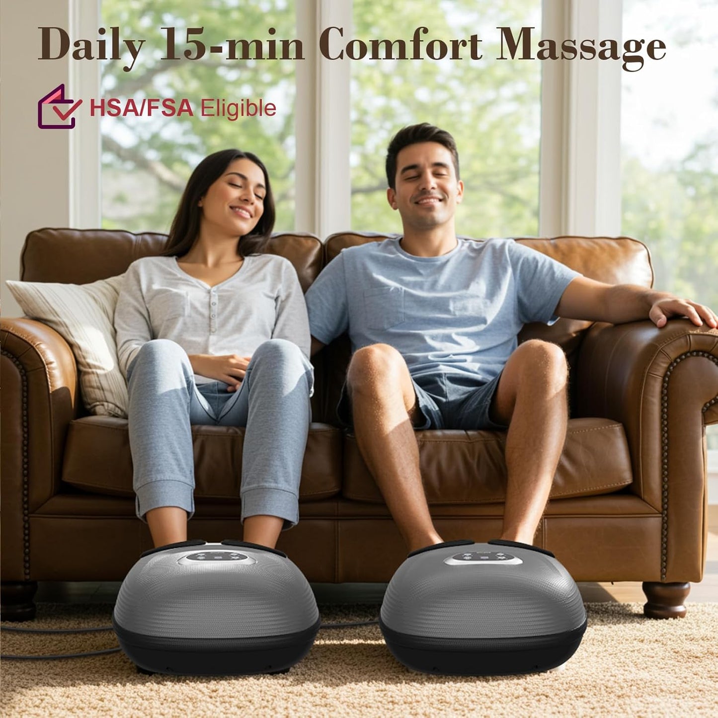 FSA Eligible Foot Massager for Neuropathy, HSA Store Feet Massager with Heat, Vibration & Compression, Deep Kneading for Tired Feet, Birthday Gifts for Women Men（Gray）