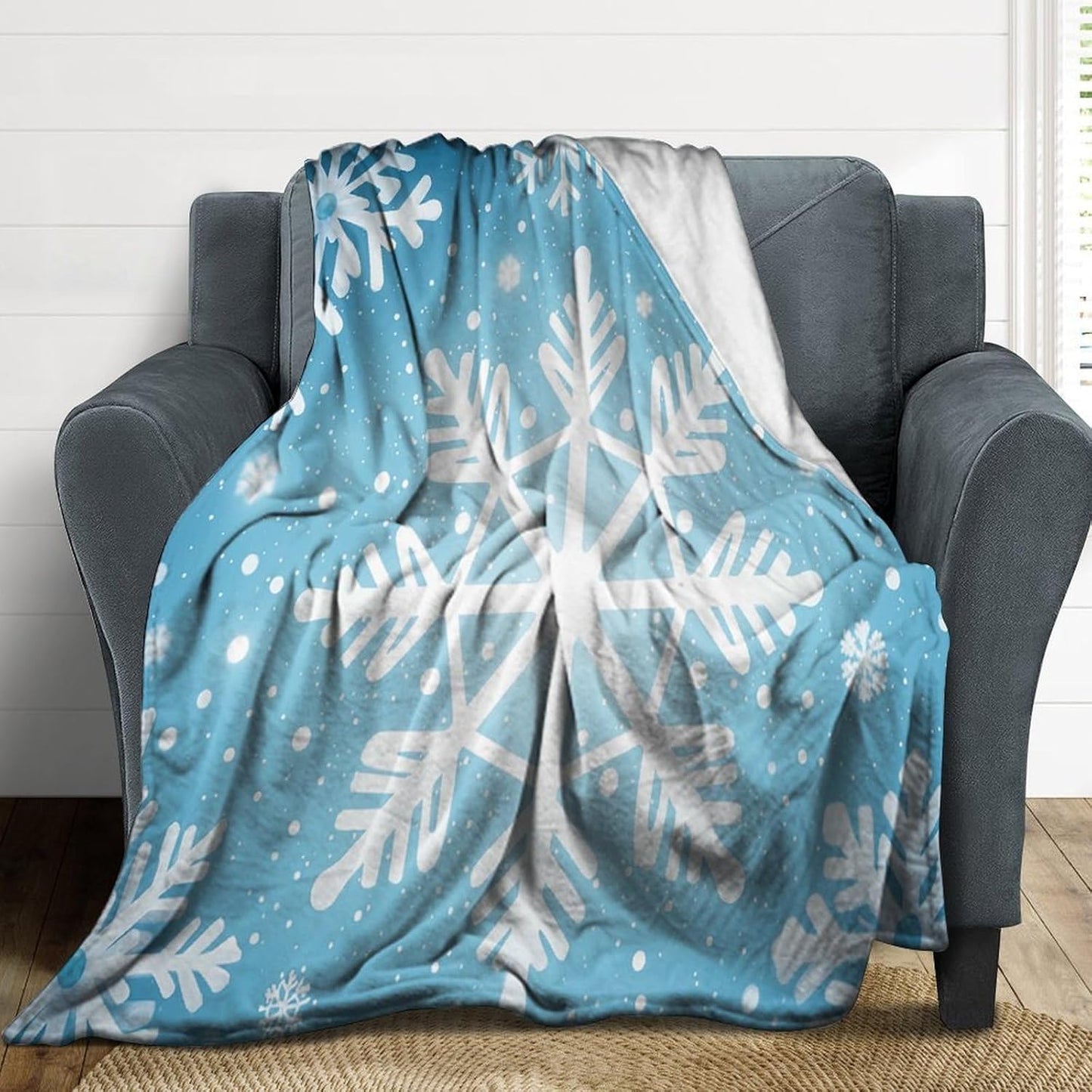 Winter Snowflake Blanket Super Soft Lightweight Throw Blanket Cute Cozy Warm Bed Blanket Decorative Fuzzy Blanket All-Season Home Decor Gift for Sofa Couch Living Room 30"*40"（76 * 100cm）