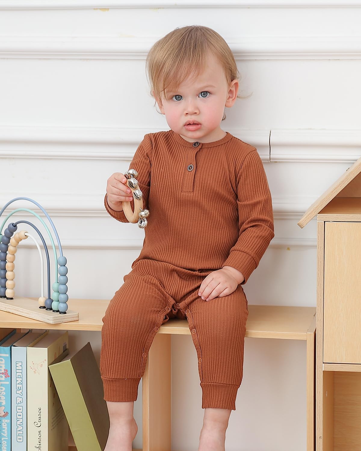 Bafeicao Baby Boy Girl 2/3 Pack Solid Romper Ribbed Short/Long Sleeve Bodysuit Jumpsuit Infant Knitted Outfits Clothes