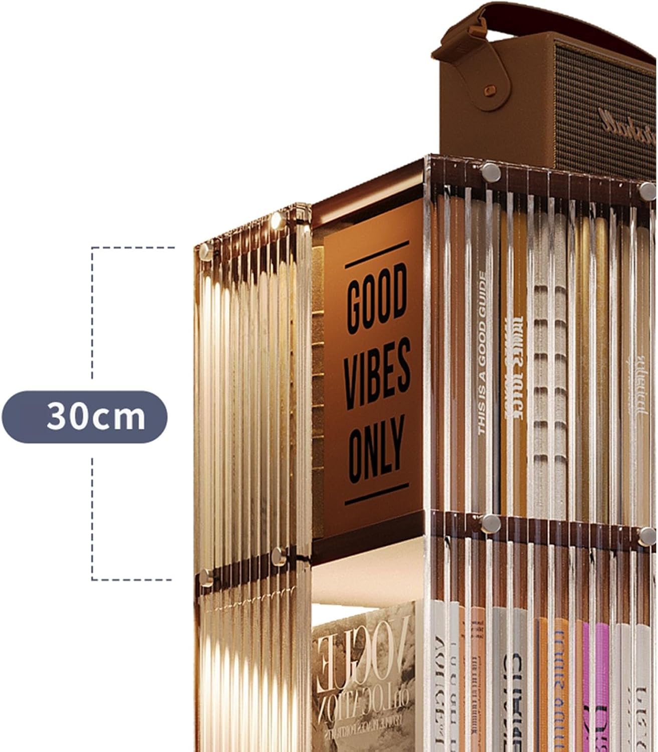 3/4/5/6 Tier Rotating Bookshelf Tower 360° Floor Standing Bookcase Storage Rack 360 Degree Revolving Bookcase Transparent Acrylic Bookshelf Rotating Bookcase With Wheels For Bedroom, Living Room(Fully