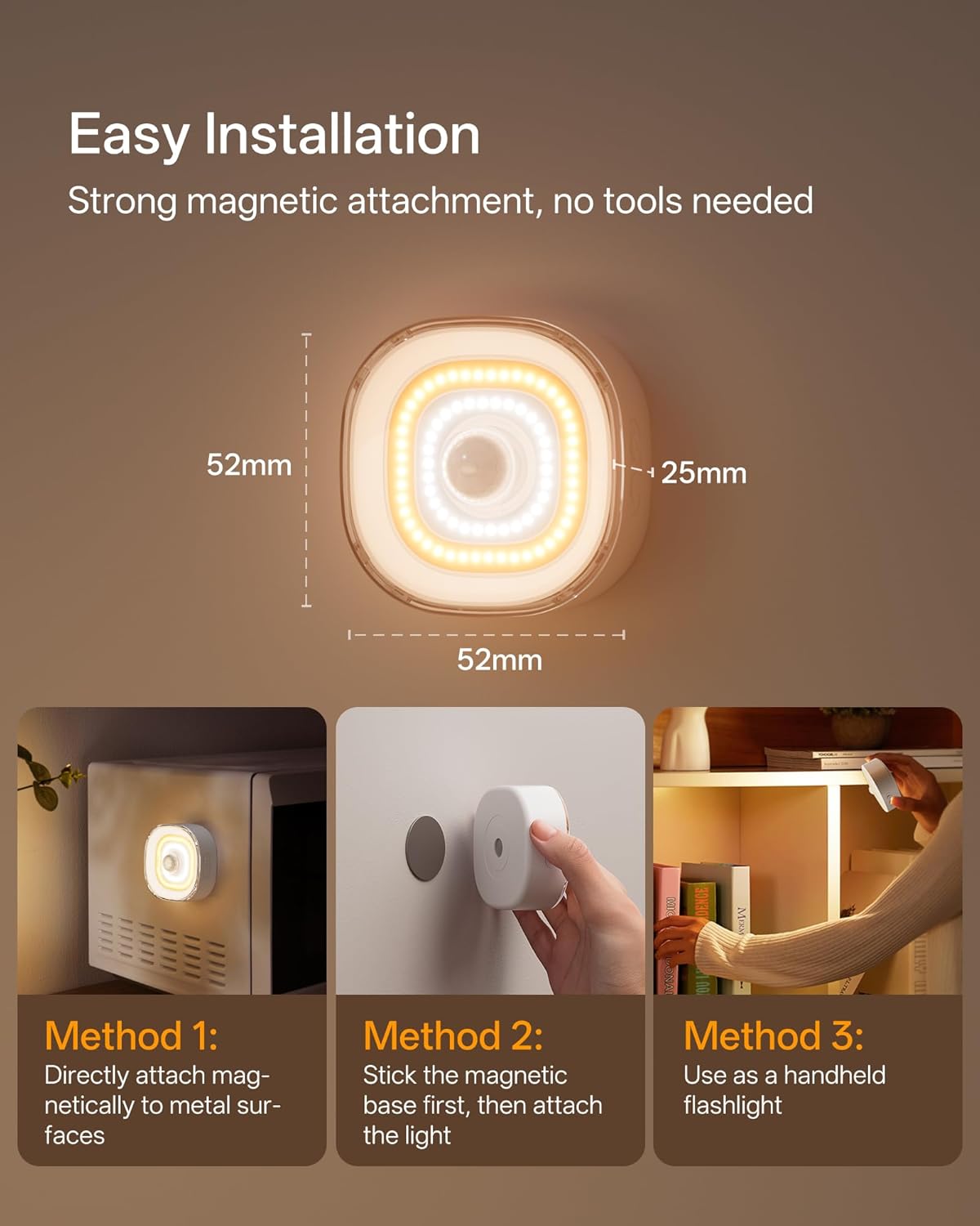 Homelist Digital Mini COB Puck Lights, 6 Pack Rechargeable Motion Sensor Lights Indoor 700mAh 100LM Sensor Night Lights, Dimmable Closet Light for Cabinet, Counter, Stairs, Hallway, Bedside