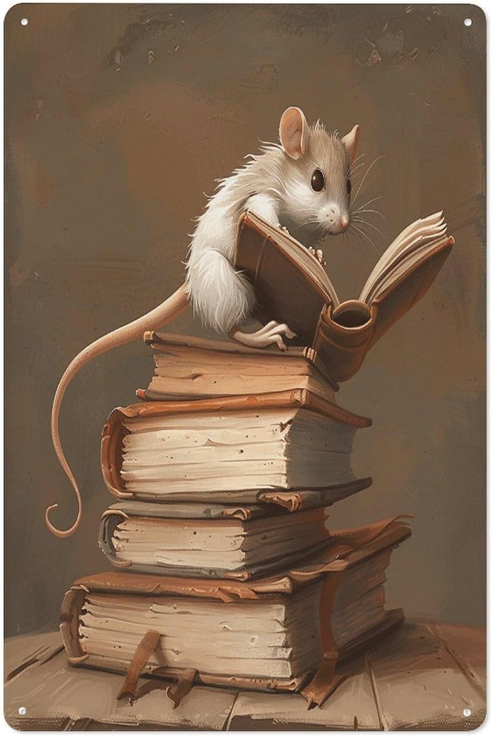 QMNVBDS Reading A Book Metal Signs Hanging Poster Vintage Hanging Photo Art Home Decor Hanging Picture Display Wall Decorations Art Hanging Poster for Coffee Wall