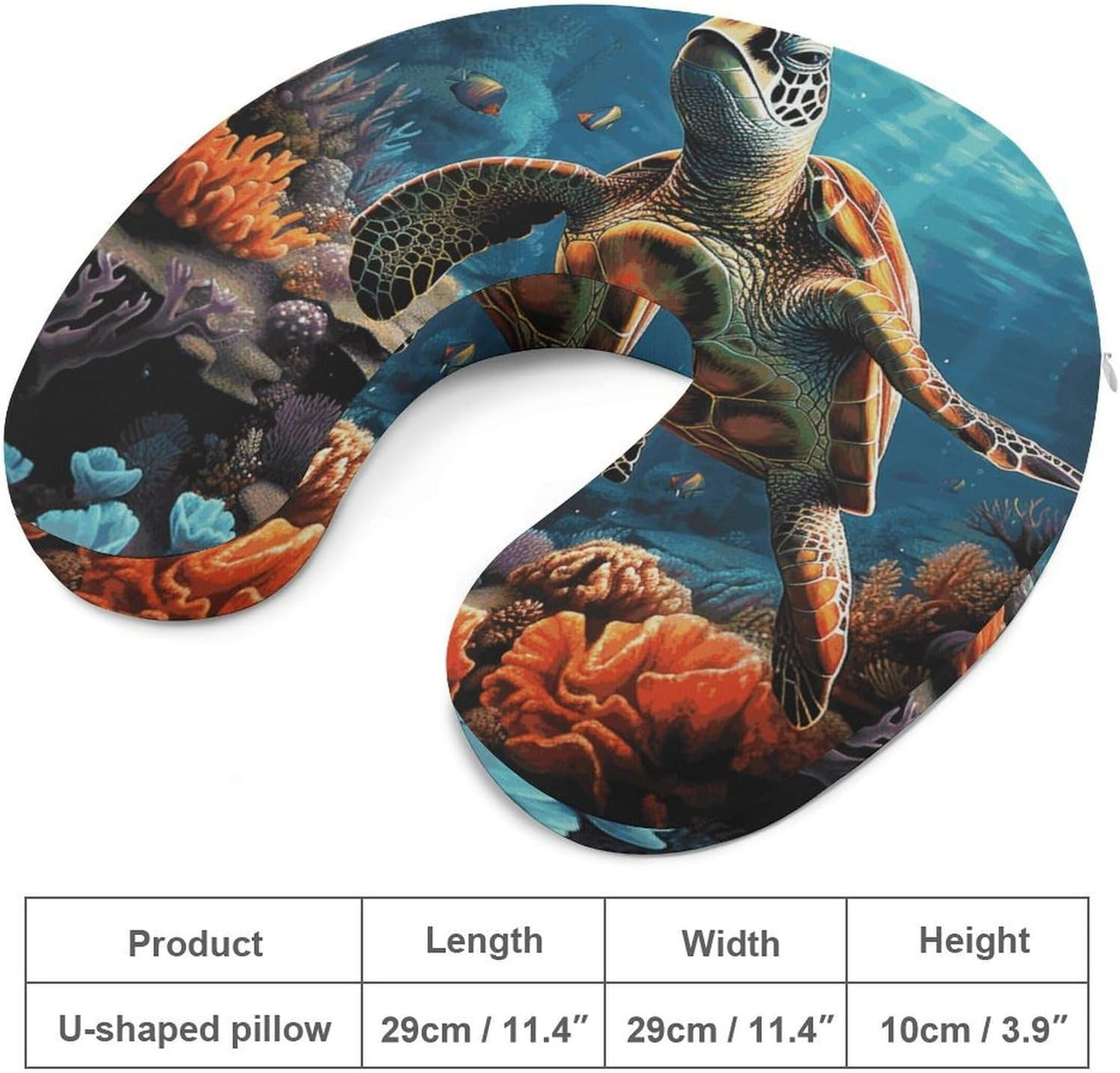 Sea Turtles Diamond Painting Neck Pillow Memory Foam U Shaped Pillows Portable Pillows for Shoulder Travel Head Support Pillow with Concealed Zipper for Airplane Car Home Office