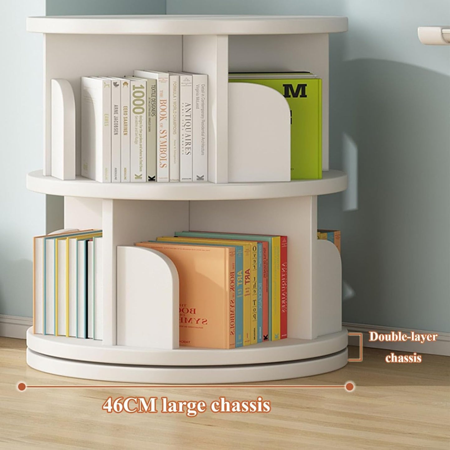 3/4/5/6Tier Solid Wood Rotating Bookshelf Tower Corner Bookshelf For Small Space, Spinning Bookcase Revolving Bookcase Stackable Bookshelf Organizer For Bedroom, Living Room(Brown-Five layers)