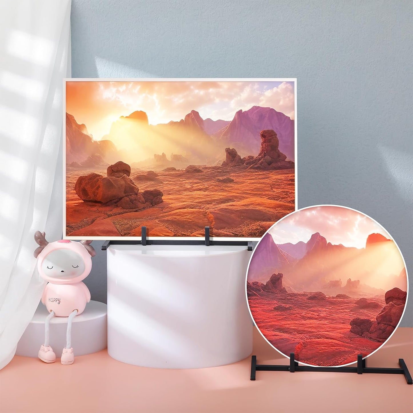 4 Pcs Black Metal Easel Stands Sleek Display Holder for Stained Glass Ceramic Tiles Art Collectibles, Elegant Picture Frame Stand for Home Decor, Office, Gallery Trade Show Exhibits