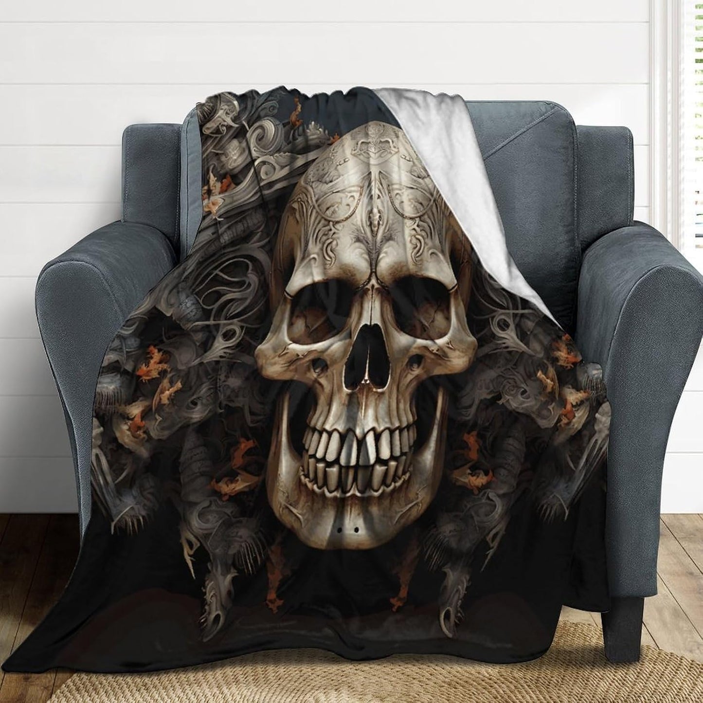 Skulls Blanket Super Soft Lightweight Throw Blanket Cute Cozy Warm Bed Blanket Decorative Fuzzy Blanket All-Season Home Decor Gift for Sofa Couch Living Room 50"*60"（130 * 150cm）
