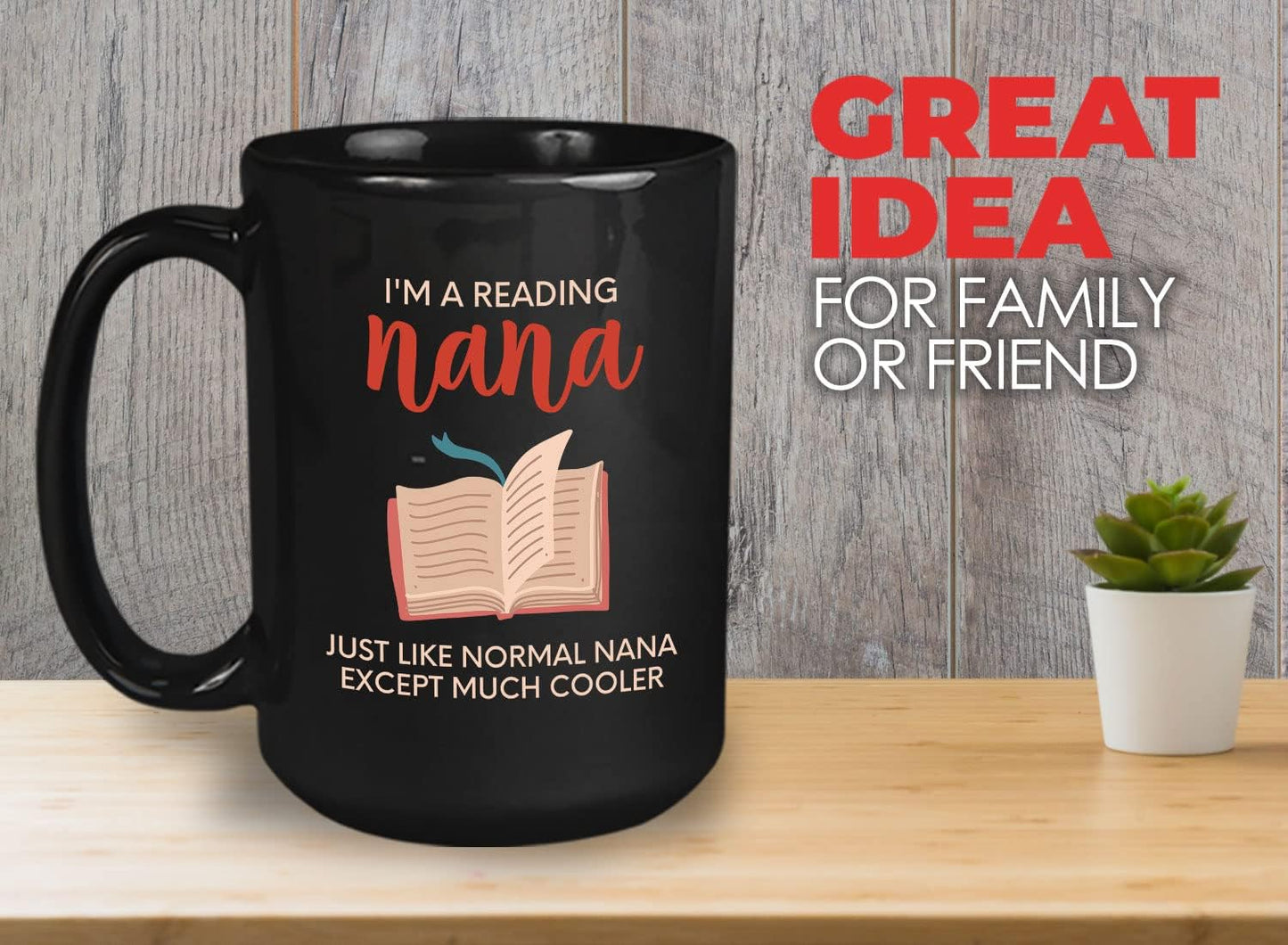 Bubble Hugs Book Lover Coffee Mug 15oz Black - Reading Nana - Reading Reader Grandma Old Lady Book Lover Bookish Novelist Librarian Writer