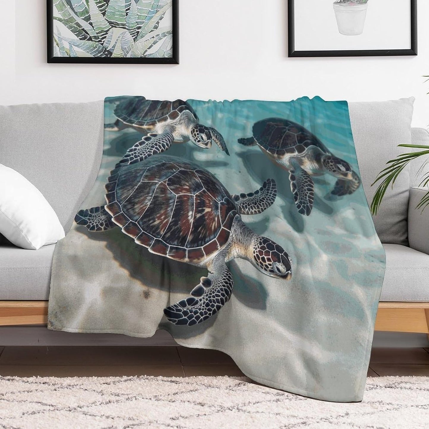 Sea Turtles Blanket Super Soft Lightweight Throw Blanket Cute Cozy Warm Bed Blanket Decorative Fuzzy Blanket All-Season Home Decor Gift for Sofa Couch Living Room 50"*60"（130 * 150cm）