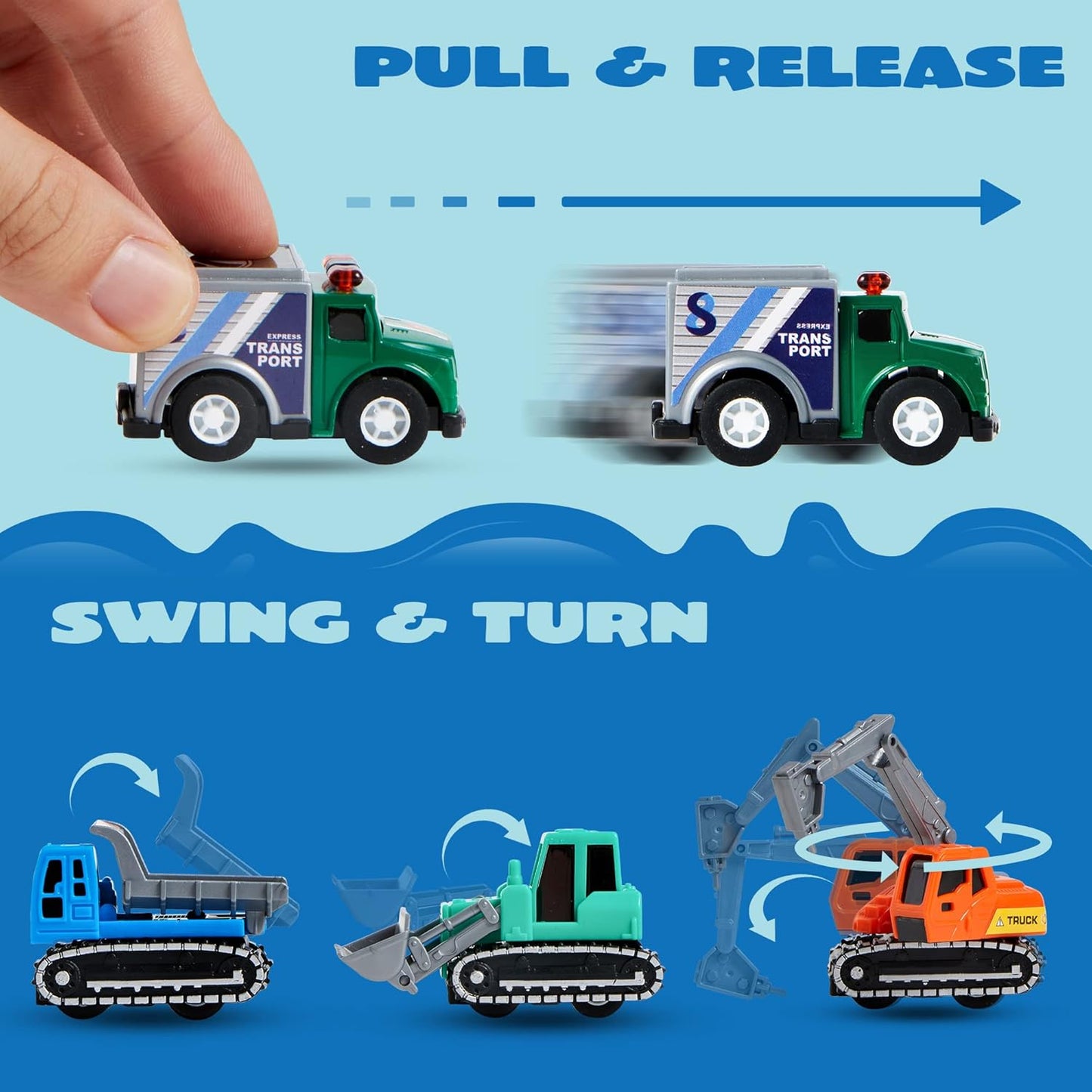 JOYIN 25 Pieces Pull Back Cars and Trucks Toy Vehicles Set for Toddlers, Girls and Boys Kids Play Set, Party Favors, School Gifts, Goodie Bags Stuffers for Kids, Easter Basket
