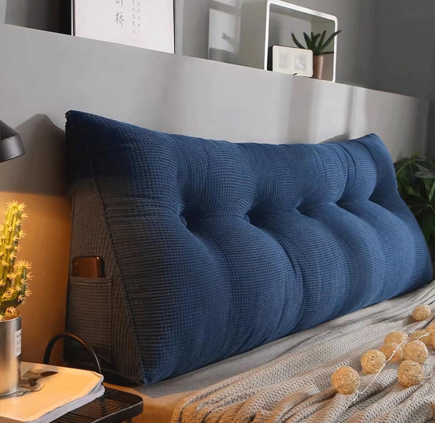 Pillow Wedge Headboard Reading Pillow Backrest Pillow for Sitting in Bed Triangular Headboard Pillow with Removable Cover(Size:150x20x50cm(59x7.8x20),Color:A)