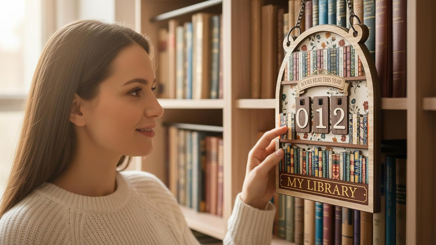 Book Lover Gifts Books Read This Year Counter, Books Read Tracker Sign Accessories for Readers, Bookworm Gift, Librarian Club Bookworms Gifts, Reading Motivation Display Track Up to 999 Books