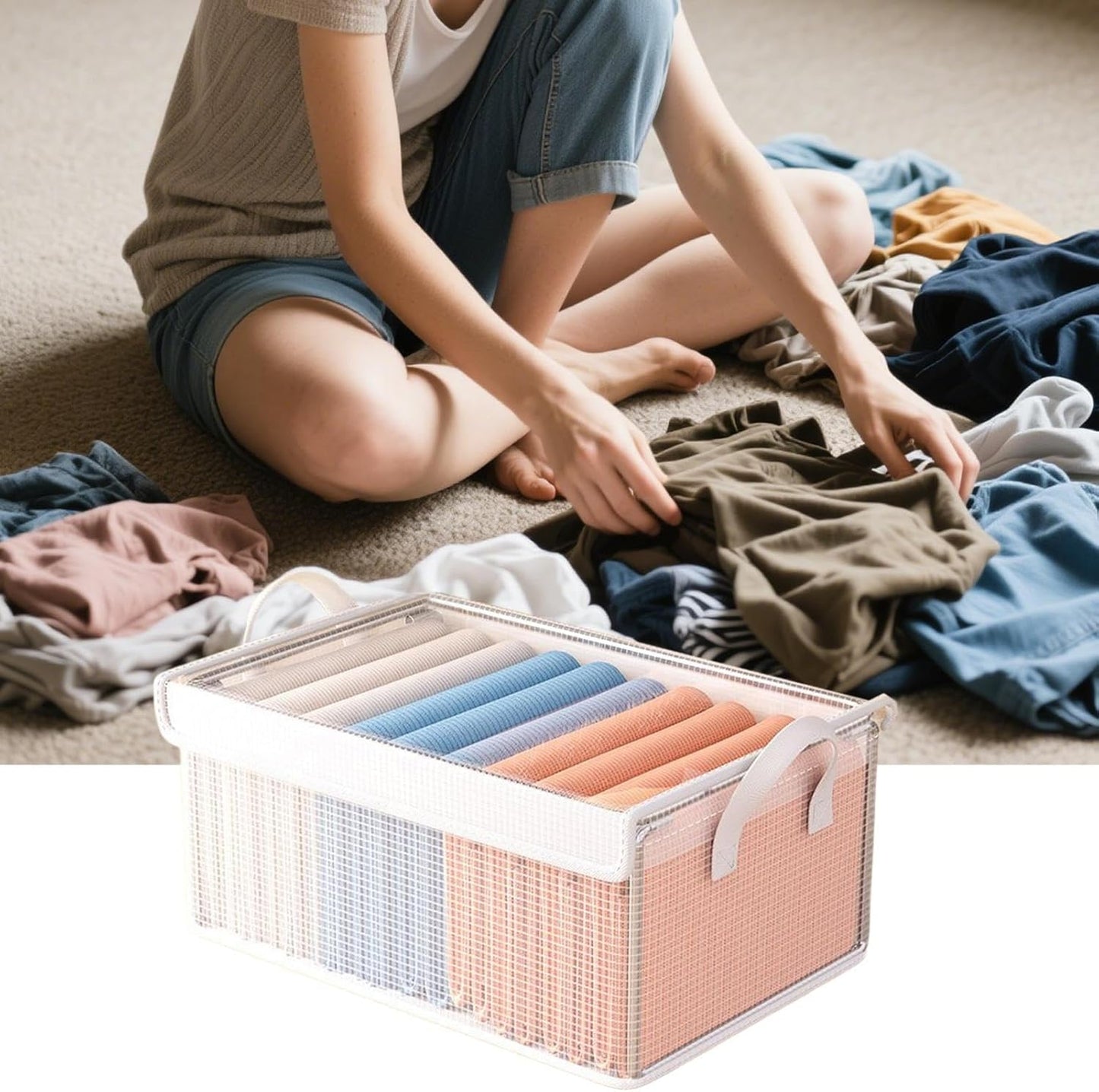 Toy Bin,Space-Saving Stackable Box - Storage Bins for Shelves - for Dorm Apartment Garage Bedroom Under Bed Cabinet Office School College
