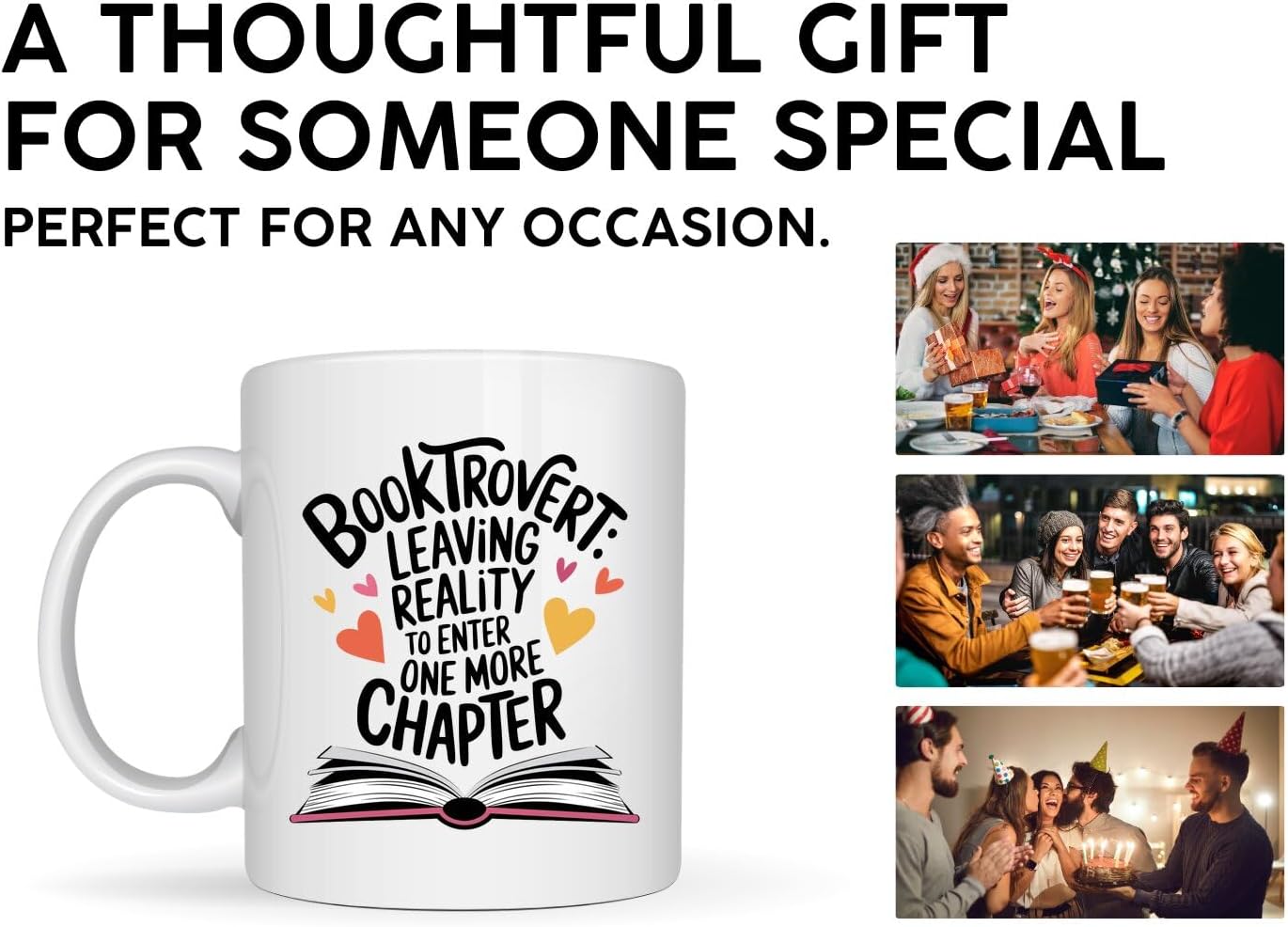 Book Lovers Coffee Mug 11oz White -Booktrovert Chapter - Gift for Book Club Bookworm Bookish Reading Nerdy Avid Readers Women