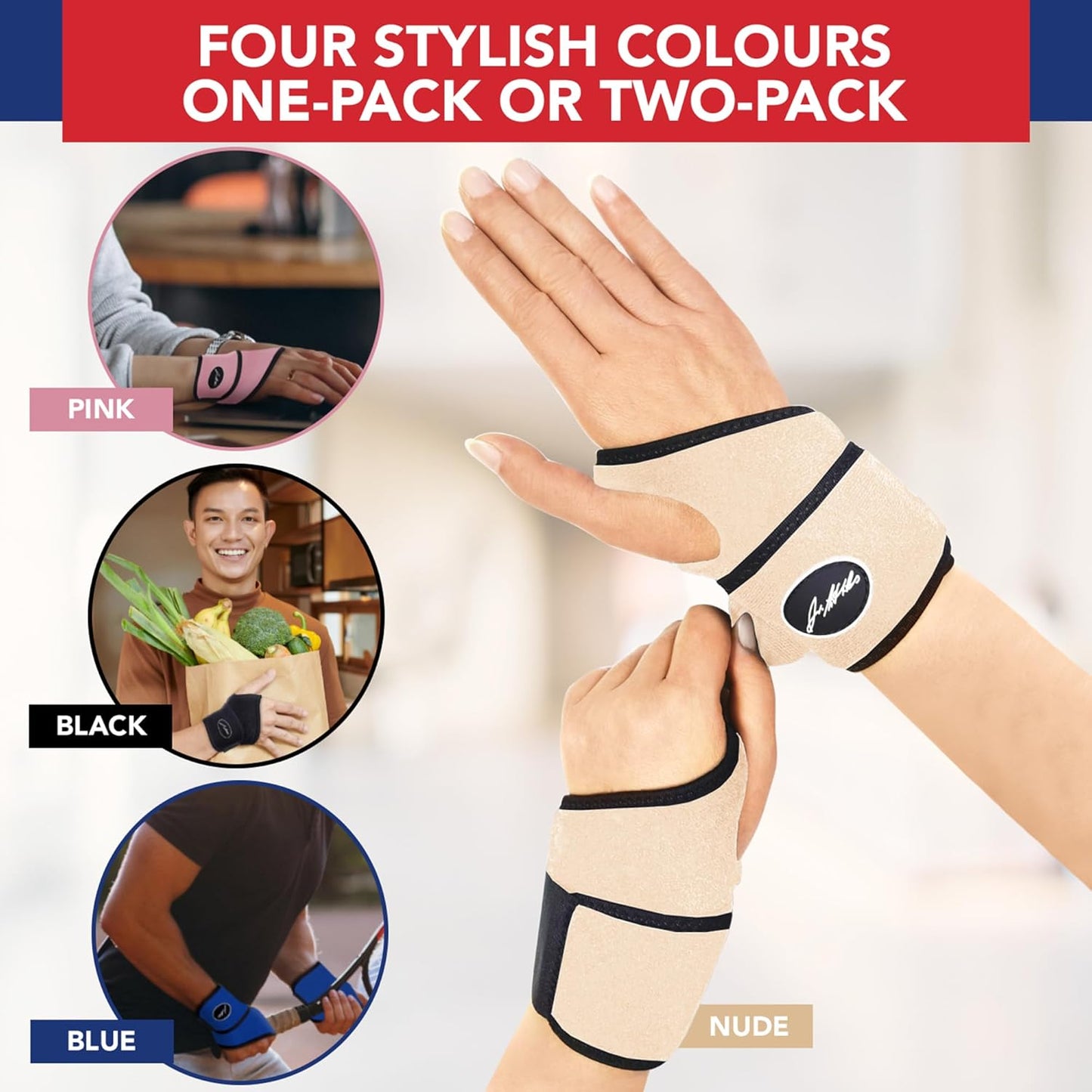 Doctor Developed Wrist Brace - Wrist wrap for Carpal Tunnel Arthritis,Tendonitis, Hand Support - Ideal for Fitness, Weightlifting - Handbook included (Nude, 1 Pack, Wrist Brace)