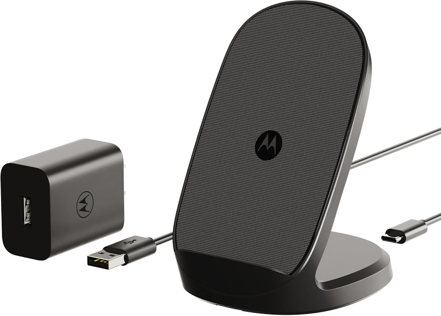 Motorola TurboPower 15W Wireless Stand + 33W Charger + Cable - Charging for Moto G Power 2024/2025, G Stylus 2024/2025, Edge 2023/2024/2025, Razr/Razr Plus 2023/2024/2025, Razr Ultra