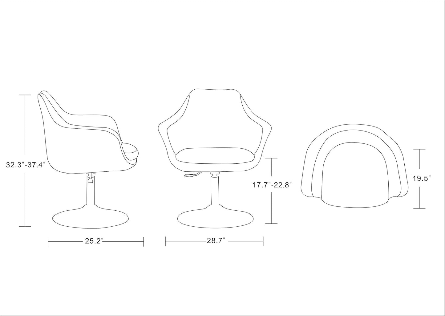 Manhattan Comfort Kinsey Adjustable Swivel Accent Chair Set of 2 with 360° Turn, Upholstered in Wool Blend, Polished Chrome Base, Ergonomic Design for Living Room & Home Office, 300 Lbs Capacity, Red