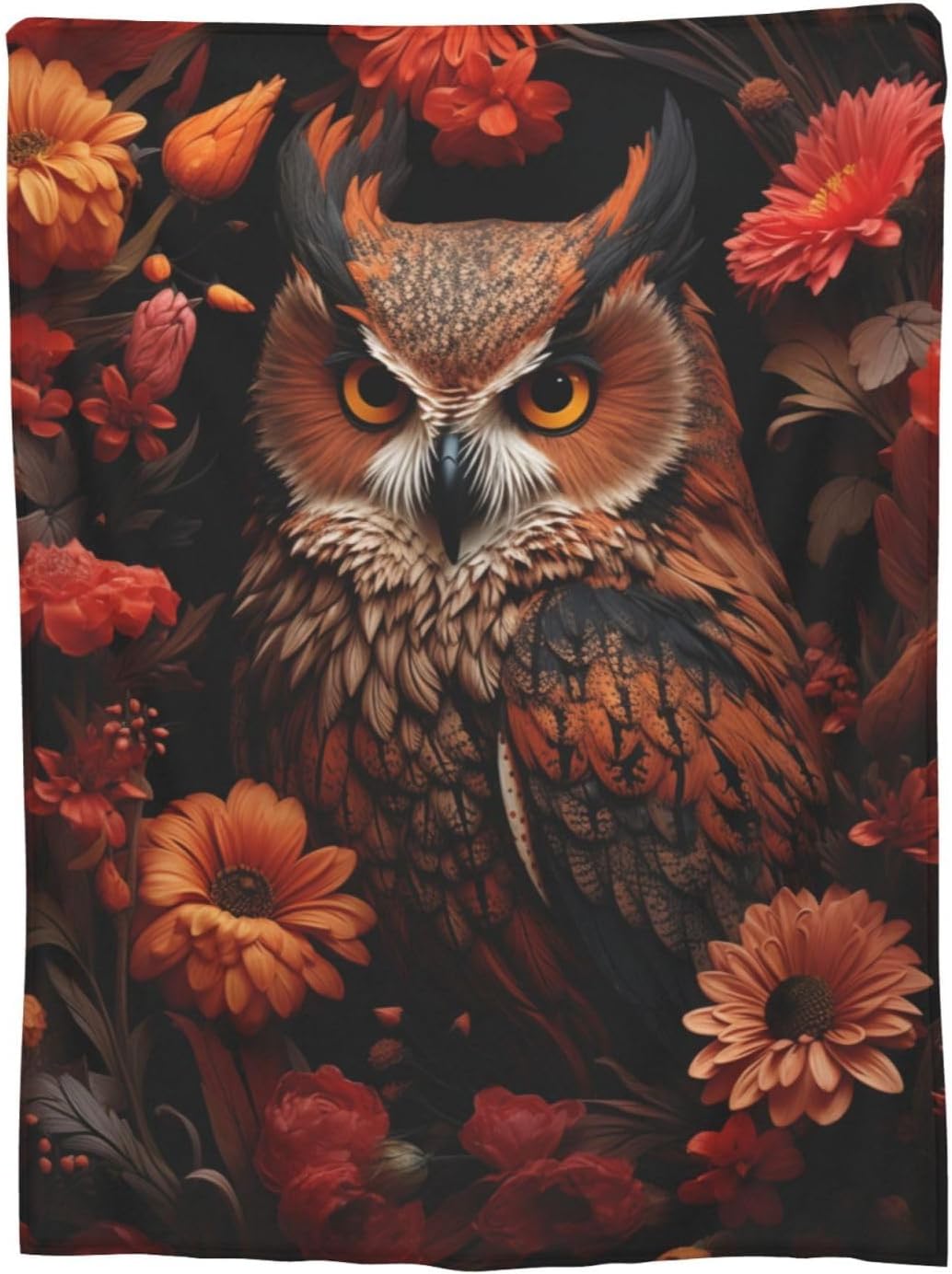 Owl Blanket for Adults Kids Gifts for Owl Flowers Lovers Flannel Throw Blankets Soft Comfy Lightweight for Home Decor Couch Bed Sofa 60x50 Inches