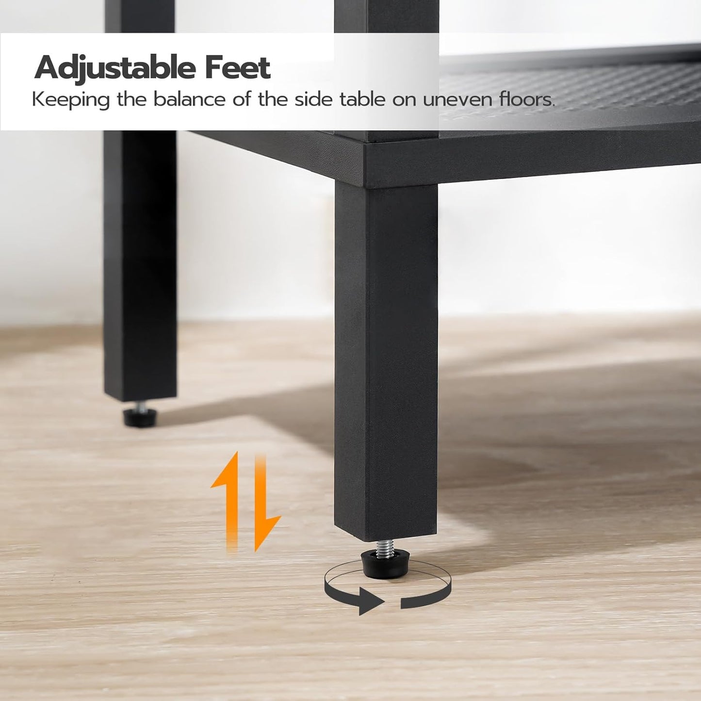 HOOBRO Small Side Table with Charging Station, End Table with USB Ports and Outlet, Nightstand with 2-Tier Storage Shelf, Faux Rattan Decoration, for Small Space, Rustic Brown and Black BF91UBZ01