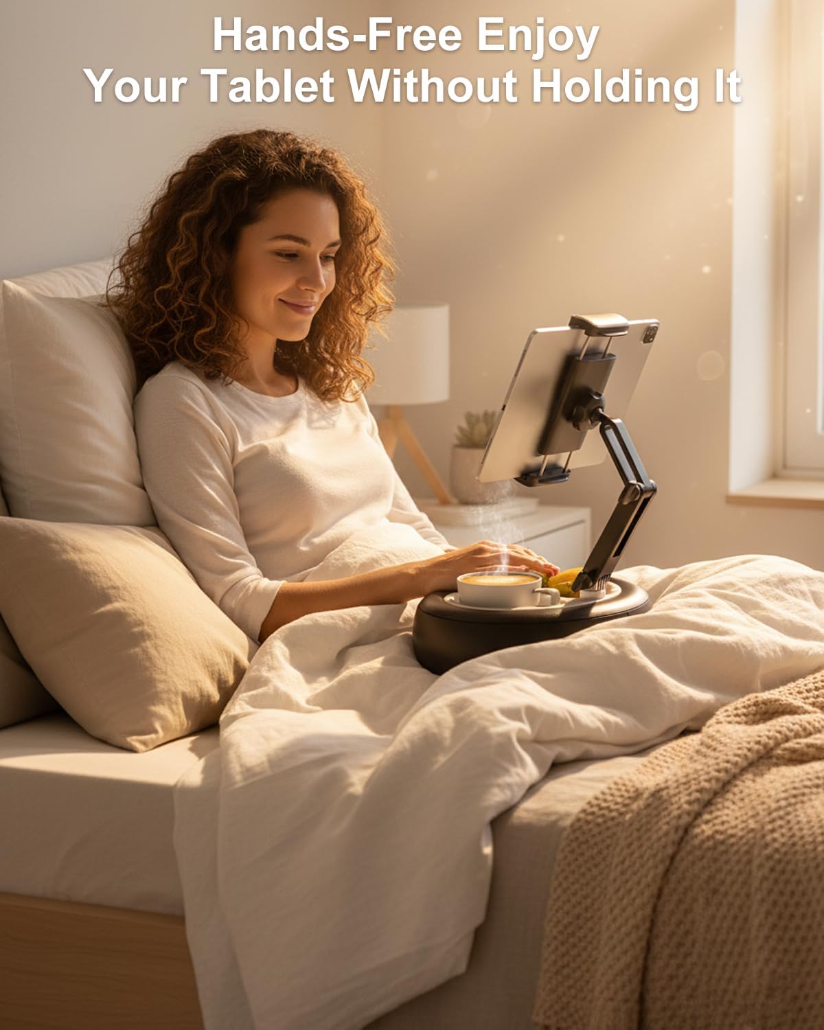 Koalsels Tablet Pillow Stand for Sofa, Bed, Lap, Couches, Kindle Pillow Stand with Detachable Base Snack Bowl, Compatible with Kindle, iPad mini, Air, Pro, Galaxy Tab, 4-12.9” Tablets