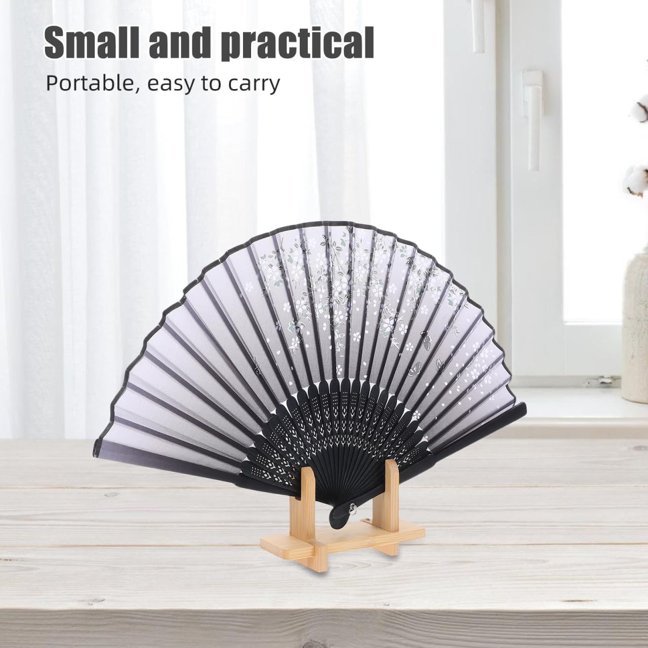 Cabilock 3Pcs Japanese Fan Stand, Bamboo Folding Hand Fan Display Holder, Traditional Oriental Sensu Base Rack, Wooden Easel Stand for Home Decor Collectibles