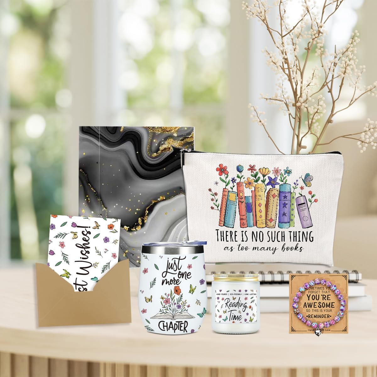 Book Lovers Gifts, Book Accessories, Bookish Gifts, Friendship Gift for Women Friends Reader Books Lovers Bookworms Librarian Teacher Christmas Appreciation Graduation Birthday Gift Basket Set
