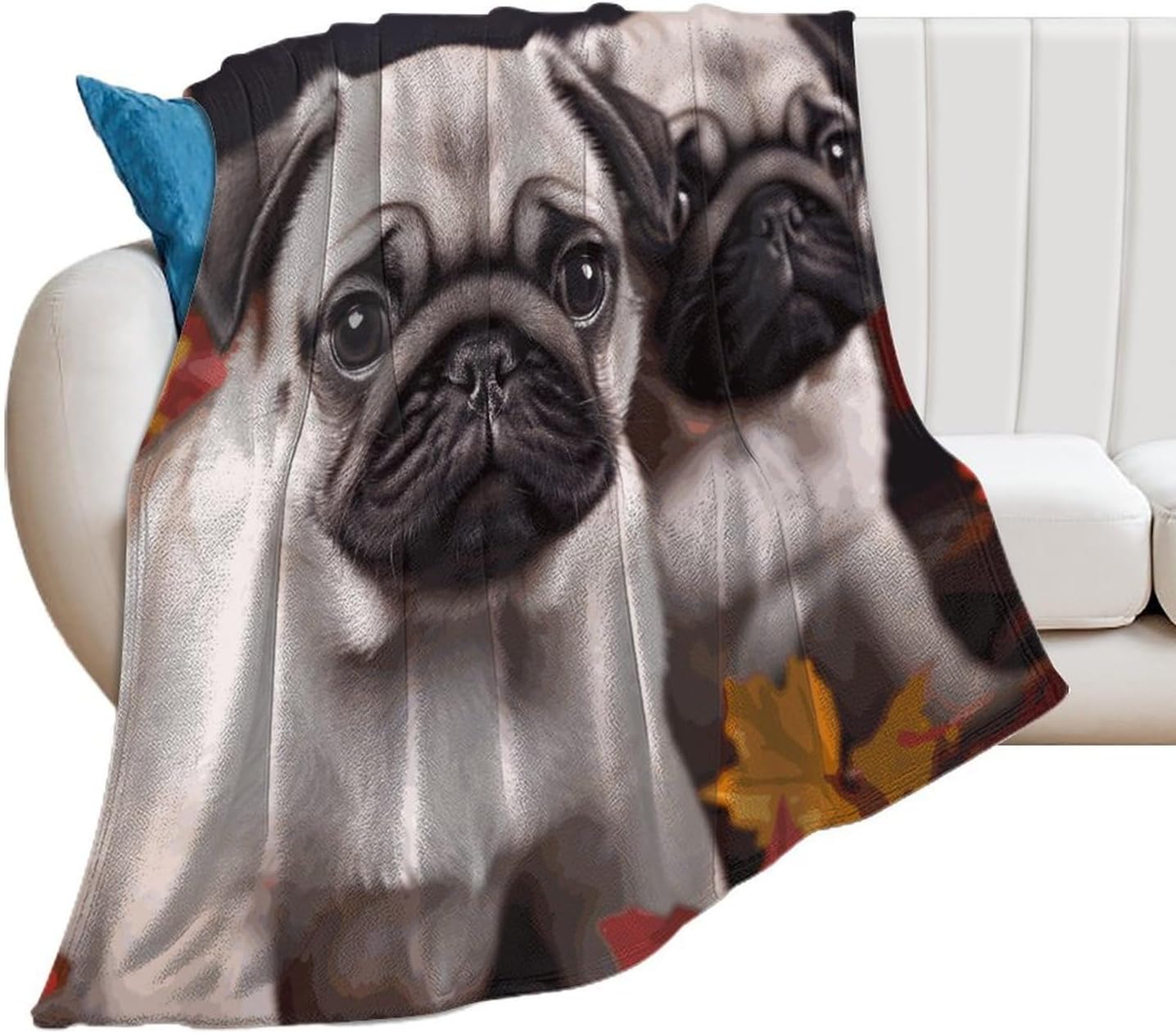 Puppys Pug Blanket Super Soft Lightweight Throw Blanket Cute Cozy Warm Bed Blanket Decorative Fuzzy Blanket All-Season Home Decor Gift for Sofa Couch Living Room 60"*80"（150 * 200cm）
