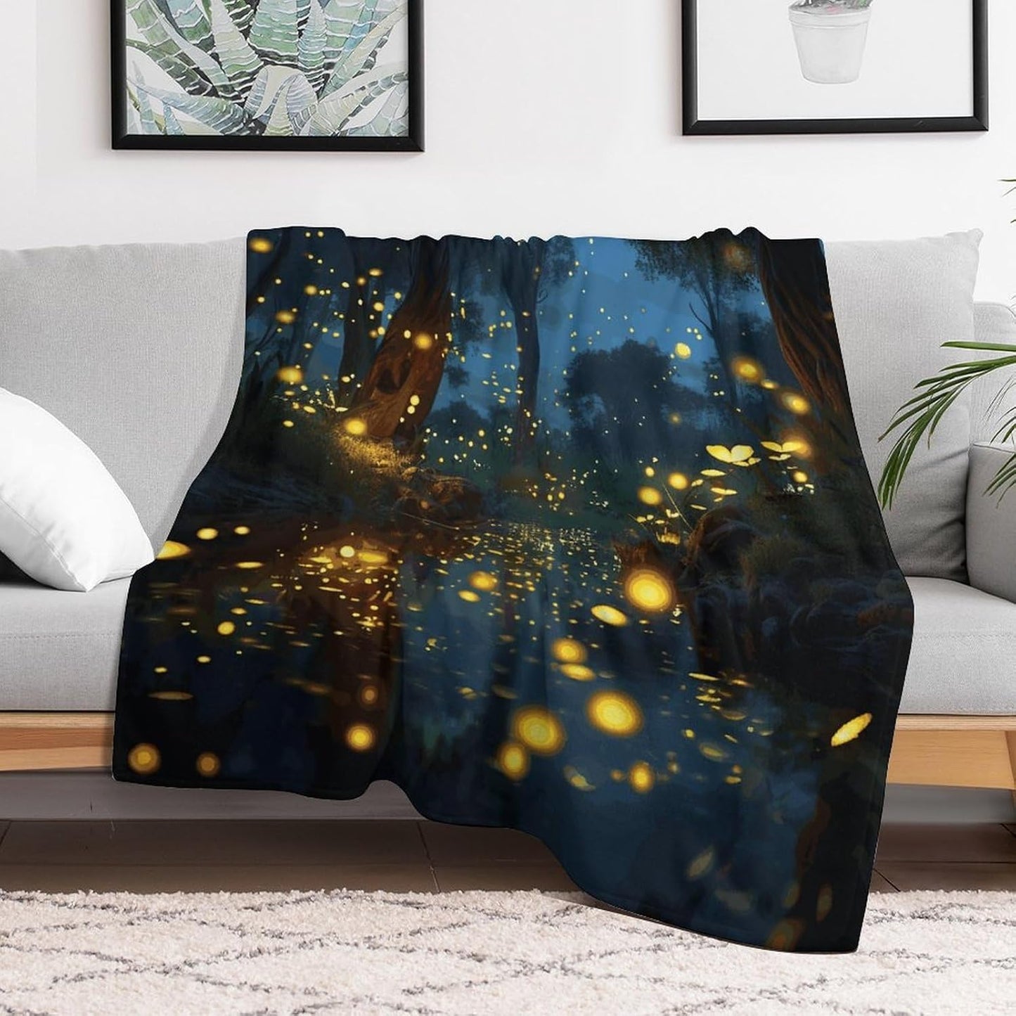 Fireflies Throw Blanket for Couch Super Soft Warm Lightweight Throw Blankets Cozy Flannel Bed Blanket Cute Decorative Blankets for All Seasons Home Decor Gift 30"*40"（76 * 100cm）