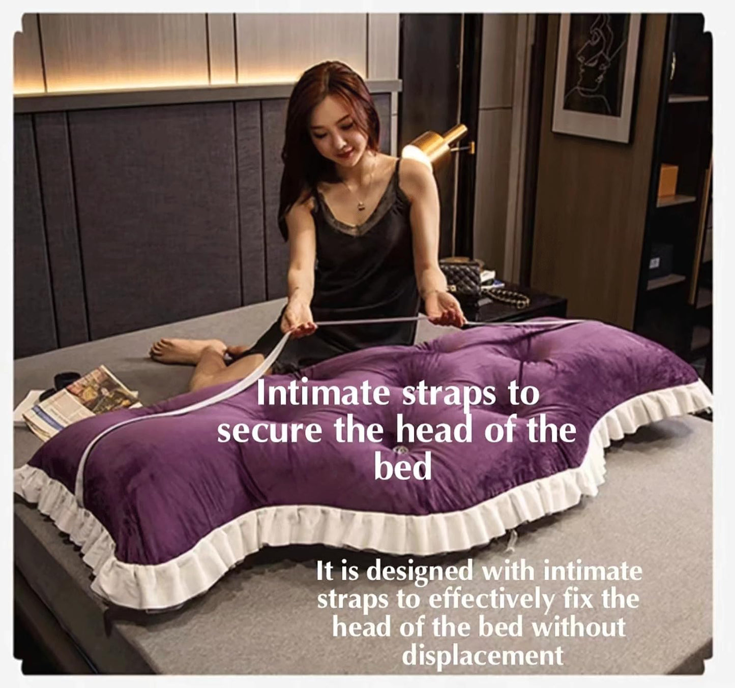 Large Headboard Backrest Reading Pillow Positioning Support Wedge Pillow for Bed Bolster Sofa Removable(Size:79"/200cm,Color:C)