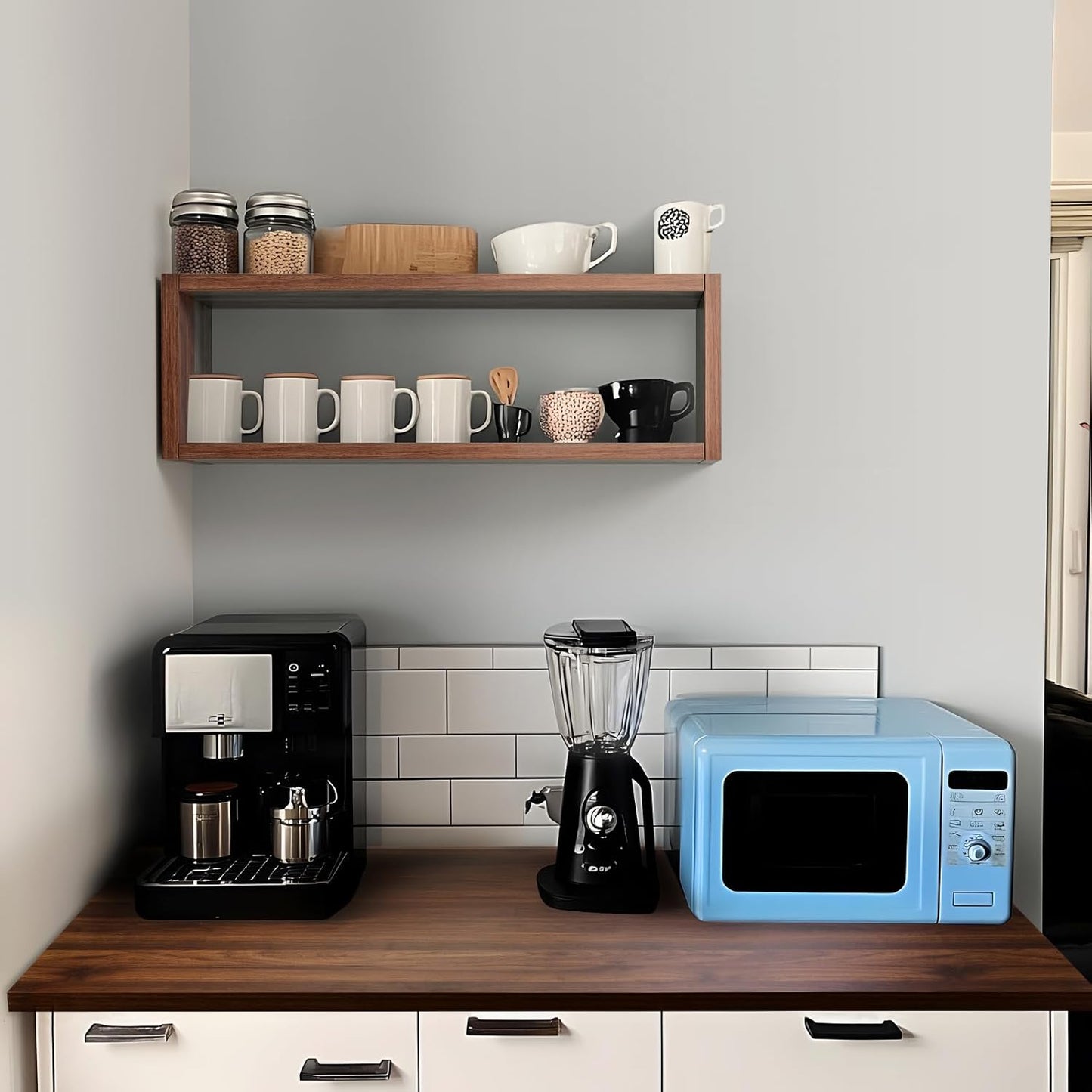 Kaboon 24in Floating Cube Shelves Set of 2, Display Shelves Wall Mount, Decorative Hanging Shelves for Kitchen Living Room Office,(Dark Walnut, Rectangle 2 Cubes)