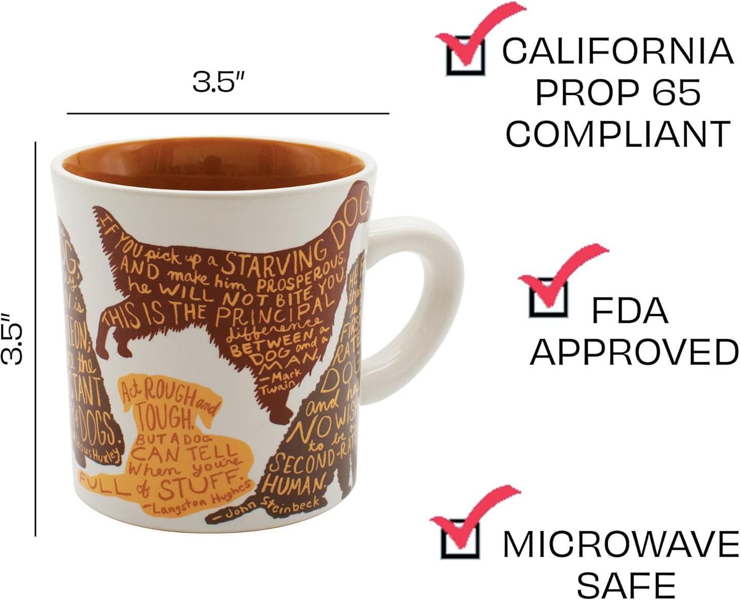 The Unemployed Philosophers Guild Literary Dog Mug - Dog Quotes From Famous Writers Authors and Other Canine Lovers, Comes in Fun Gift Box, 12 oz.