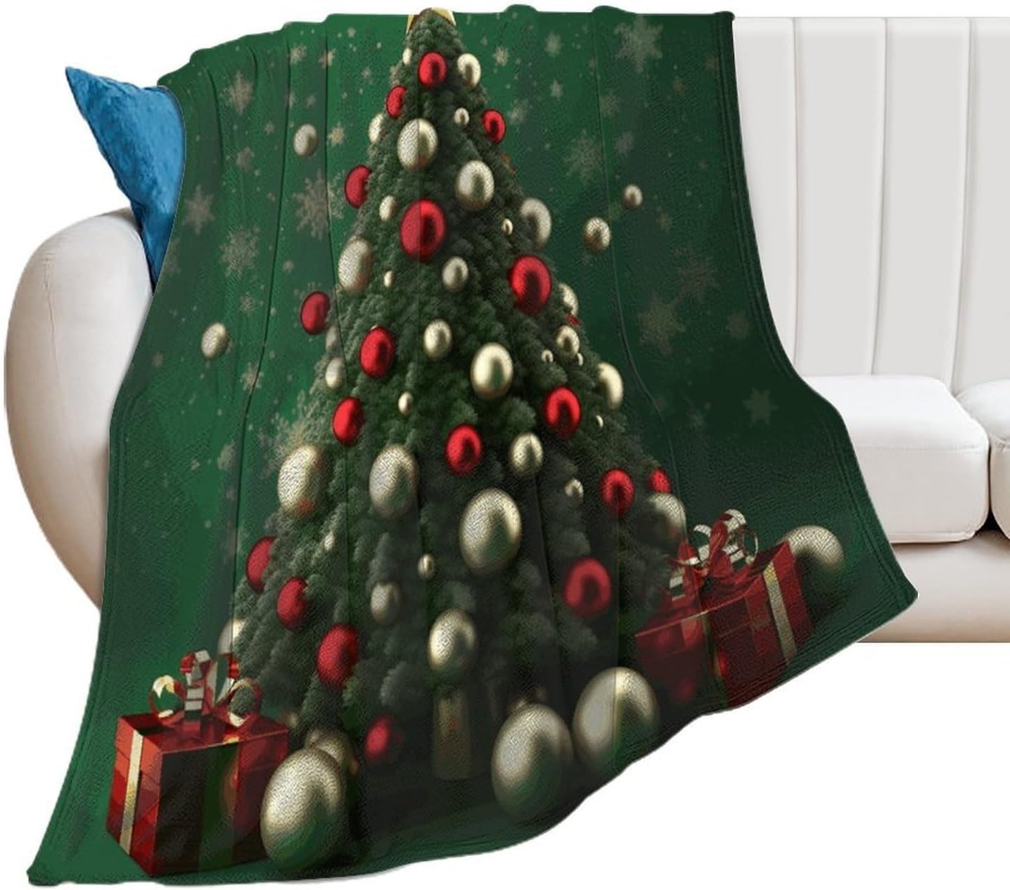 Round Ball Christmas Tree Blanket Super Soft Lightweight Throw Blanket Cute Cozy Warm Bed Blanket Decorative Fuzzy Blanket All-Season Home Decor Gift for Sofa Couch Living Room 60"*80"（150 * 200cm）