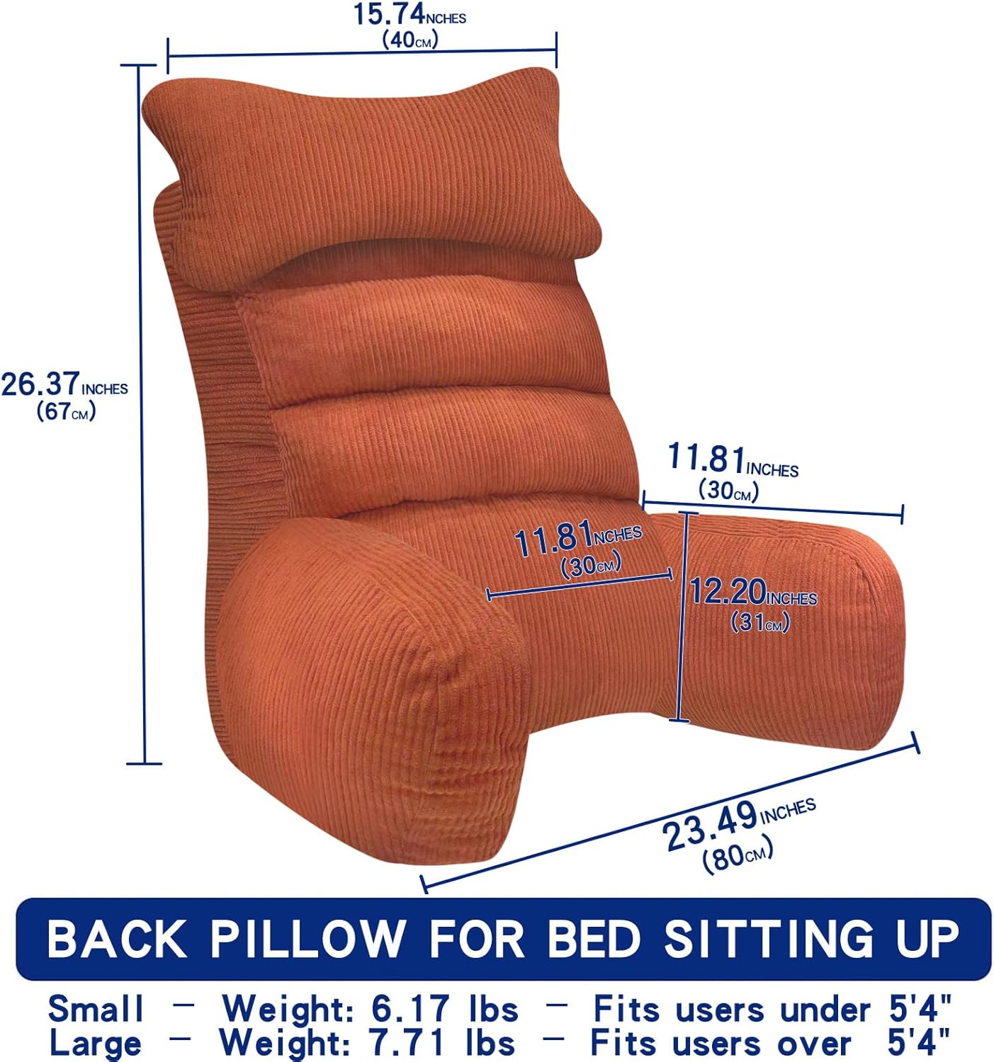 YDCEULARDOH Reading Pillow for Bed Adult – Large Bed Pillow with Arms, Supportive Back Pillow for Sitting Up in Bed for Reading, Watching TV, or Gaming