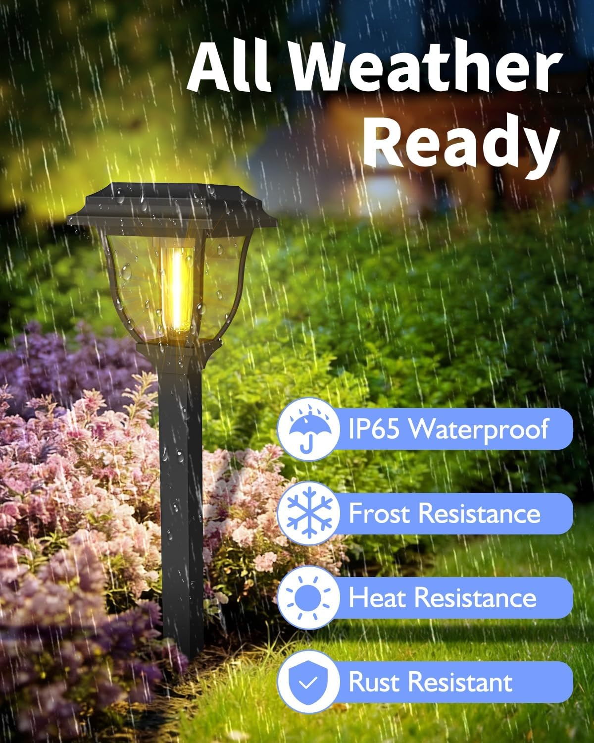 Solar Pathway Lights 12 Pack Outdoor 3000K Bright Auto On/Off Solar Garden Lights Long Lasting Solar Powered Landscape Light for Path Yard Walkway Lawn Driveway Decor Lighting - Warm White