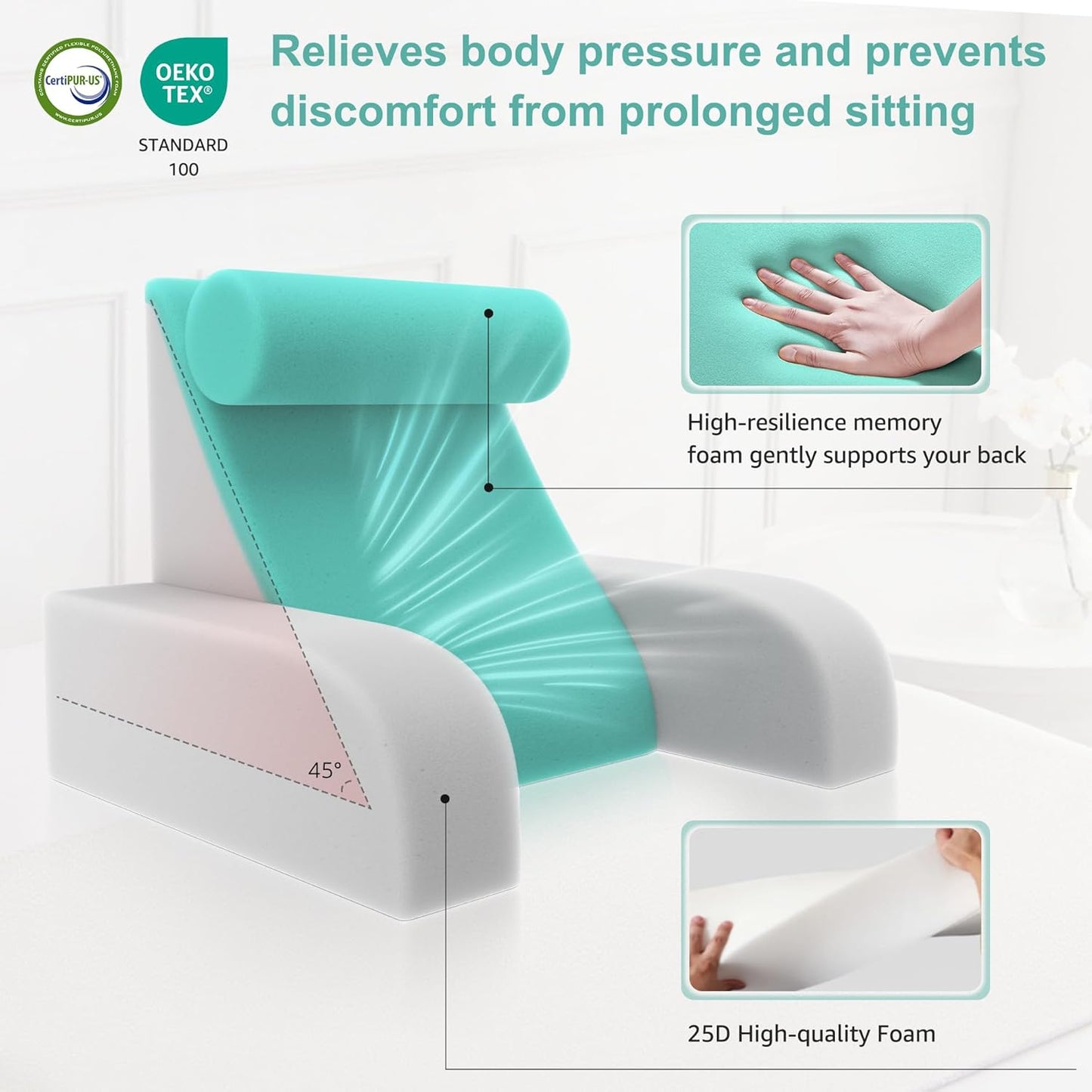 Reading Pillow for Sitting in Bed Adult Multi-Function Grey Back Pillow Bed Chair with Arm Rest Big Pockets, Backrest Support Pillow for Gaming/Resting/TV/Bedrest/Couch/Floor