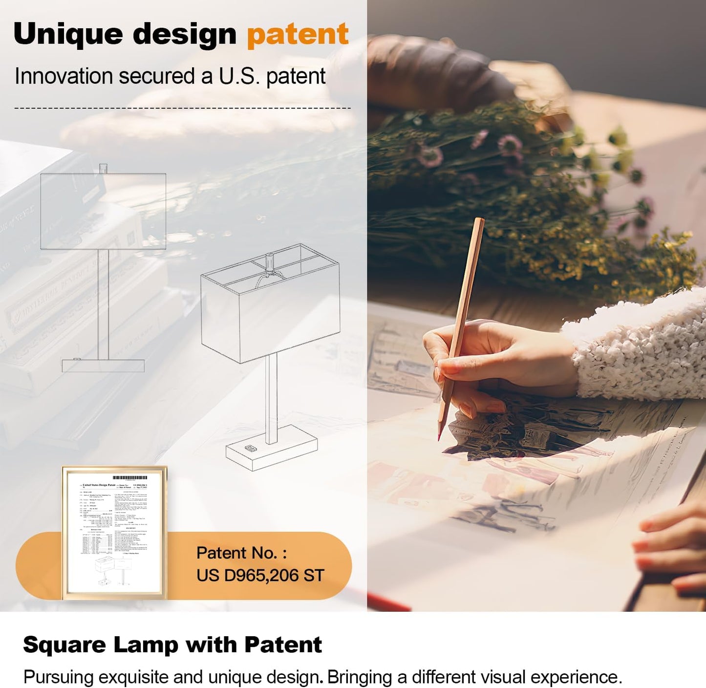 21" Set of 2 Touch Control Table Lamps with 2 USB & AC Outlets, 3-Way Dimmable Modern Nightstand Lamps for Bedroom Living Room Office Reading, White Shade Bedside Lamps, 5000K LED Bulbs Included.