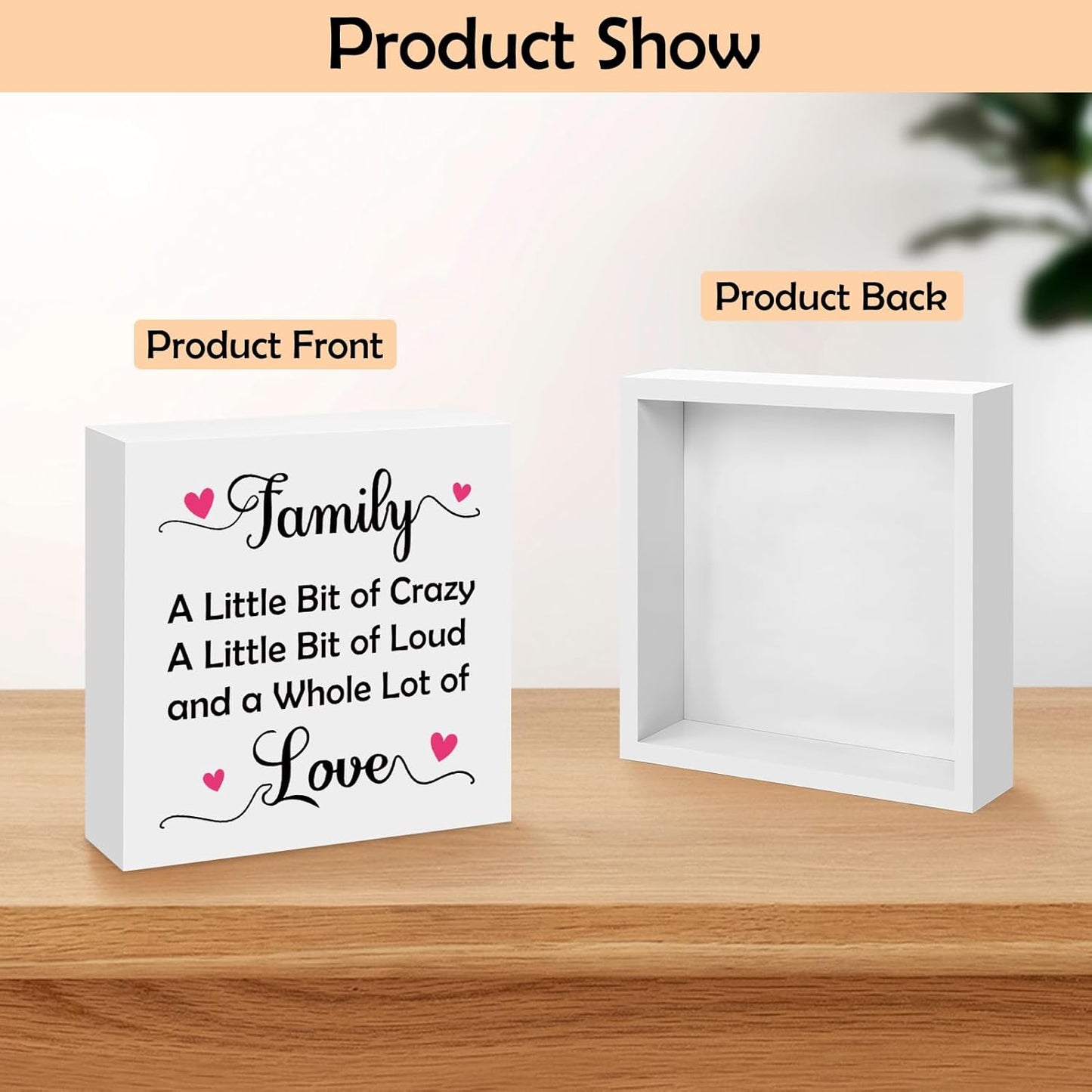 Home Desk Decor Sign House Warming Gifts Wood Box Sign New Home Housewarming Gifts for Women Men Friend Family Inspirational Wooden Box Plaque for Living Room Bedroom Desk Shelf Table Decor